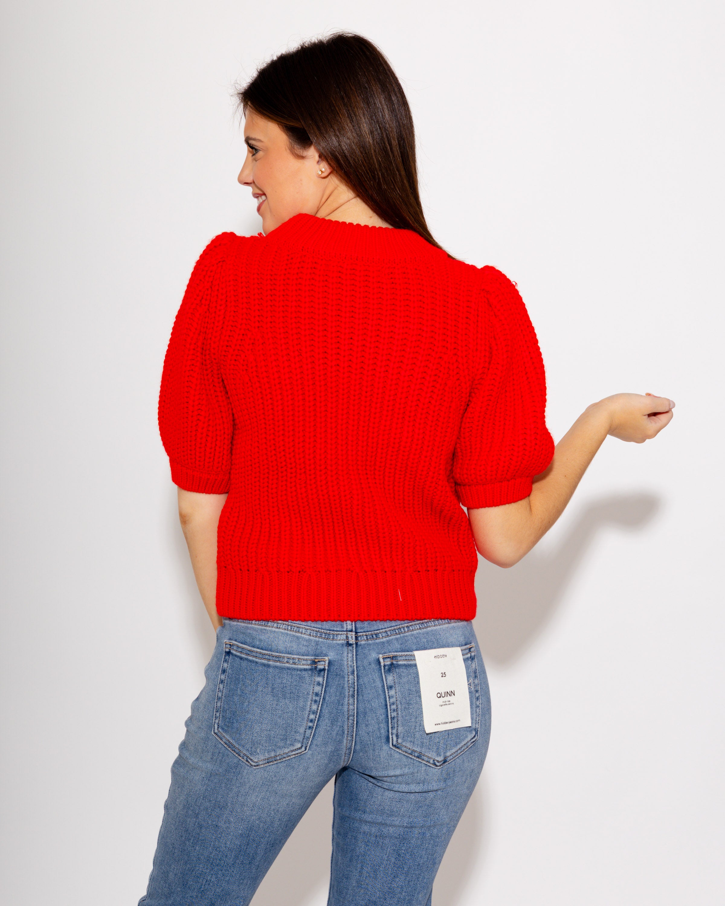 Red Bow Knit Top