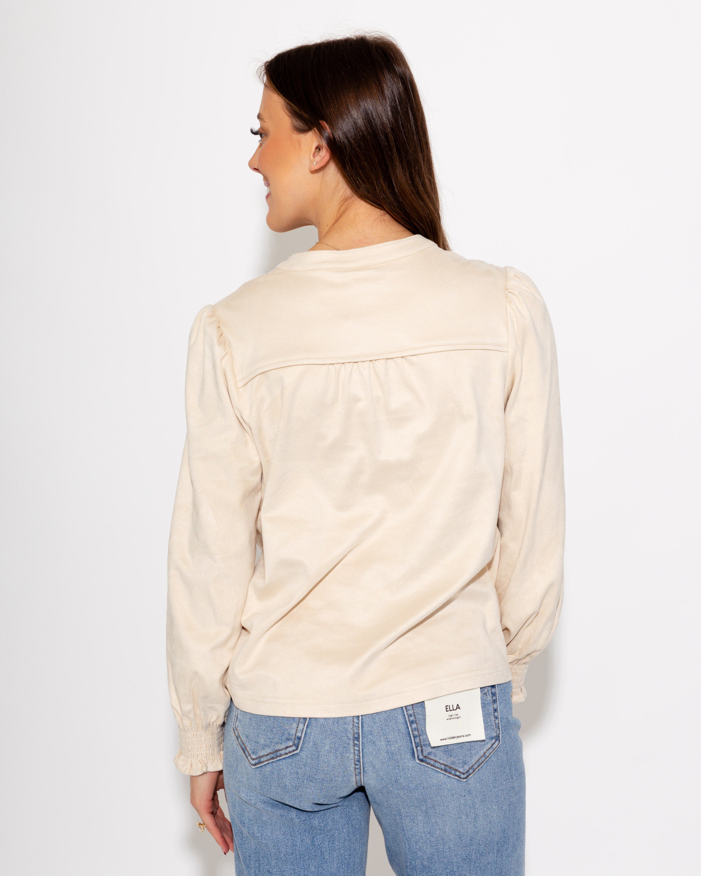 Ivy Jane | Long Sleeve Suede Top in Ivory
