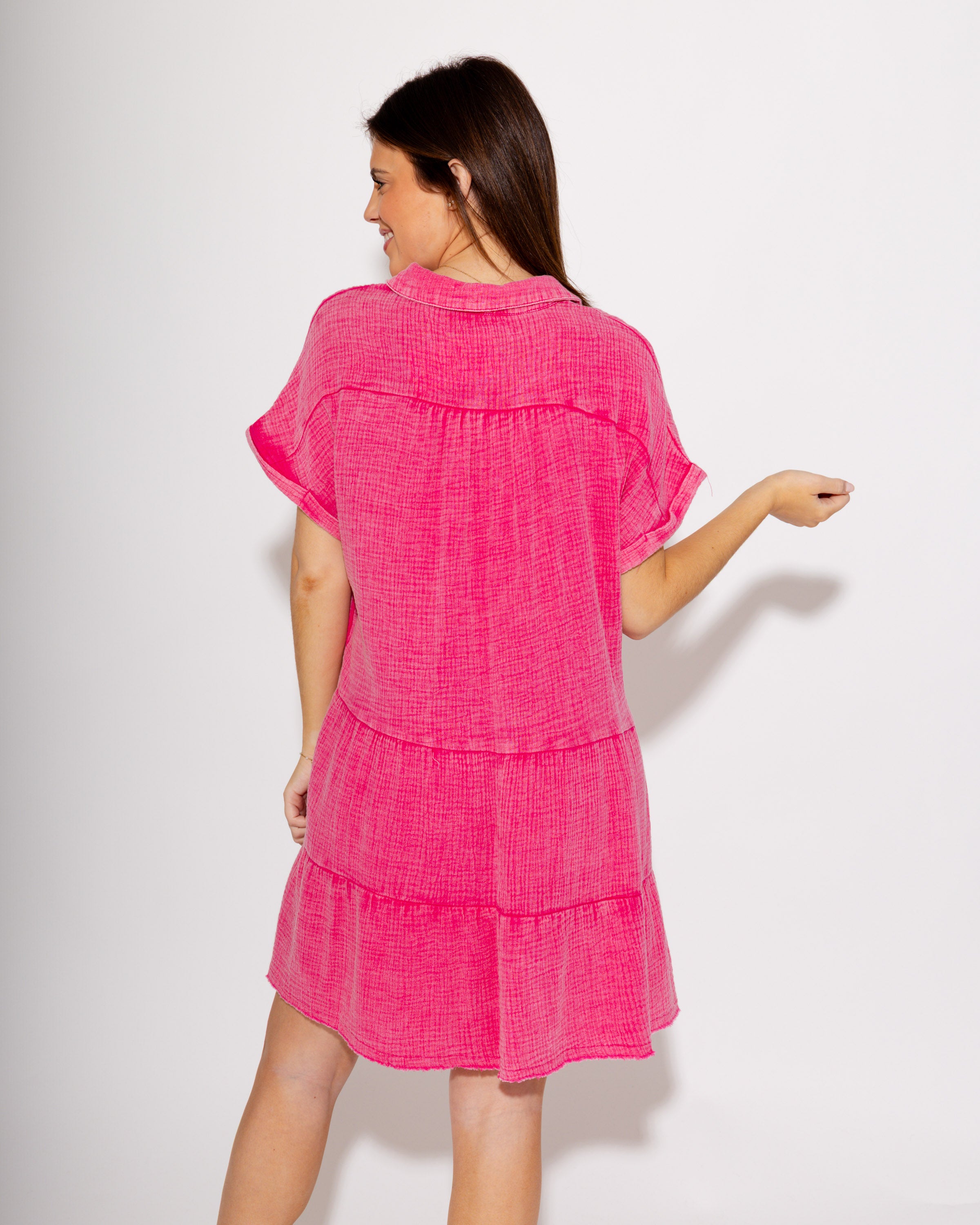 Airy Charm Tiered Babydoll Dress in Pink