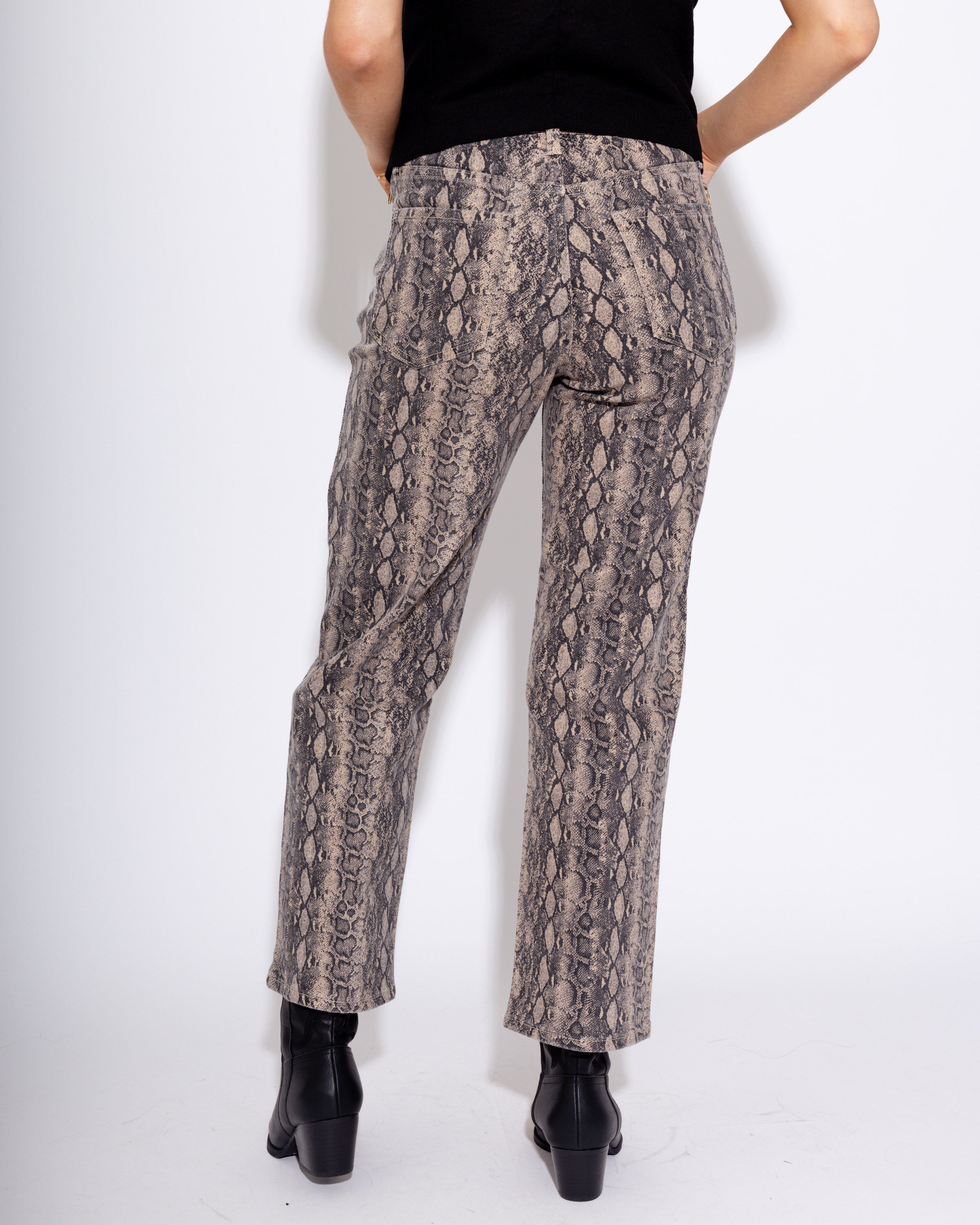Vintage Straight Snake Print Jeans