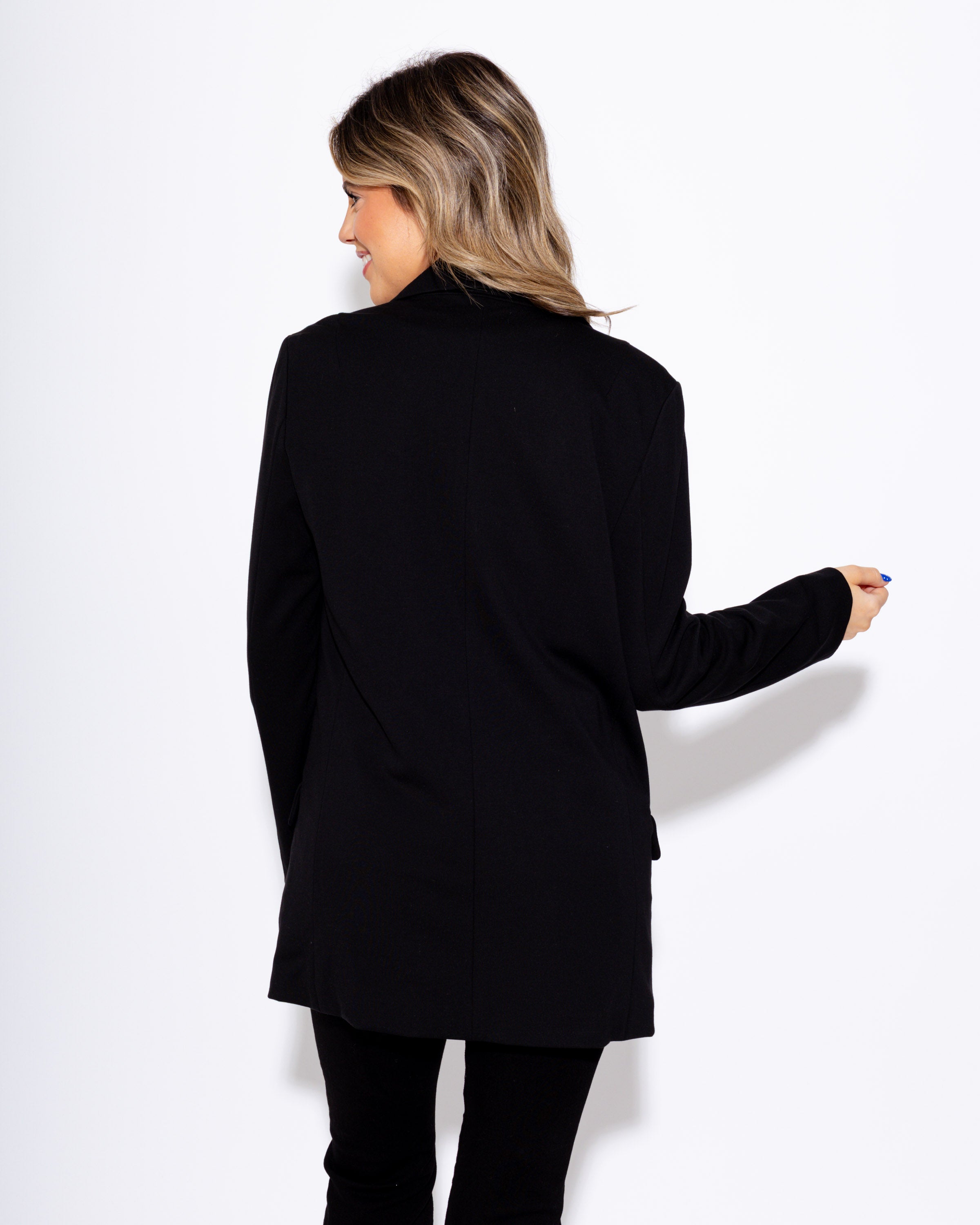 Stretch Knit Open Pocket Boyfriend Blazer