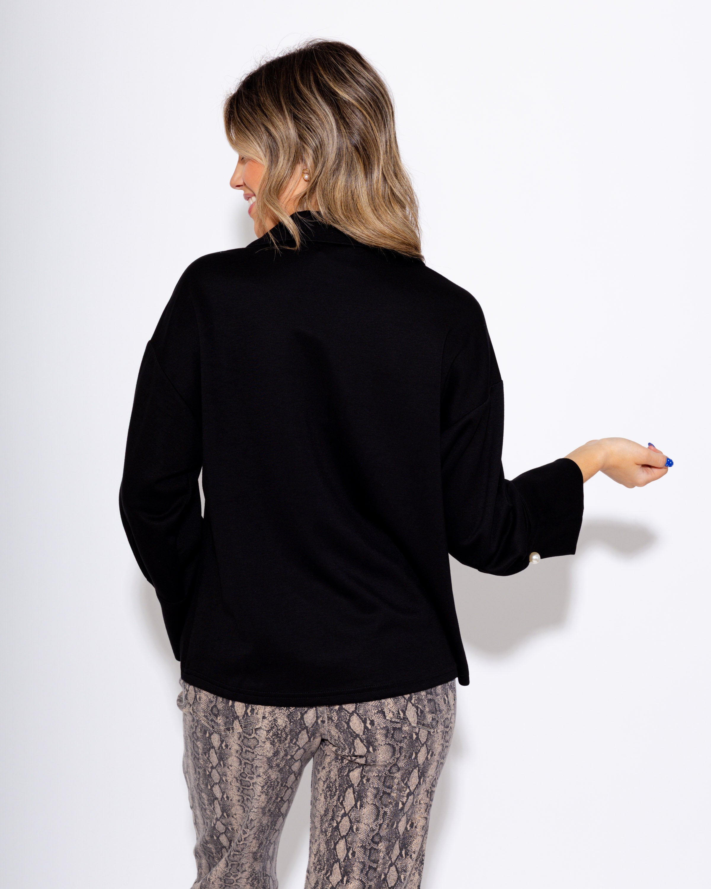 Pearl & Pleat Long Sleeve Blouse