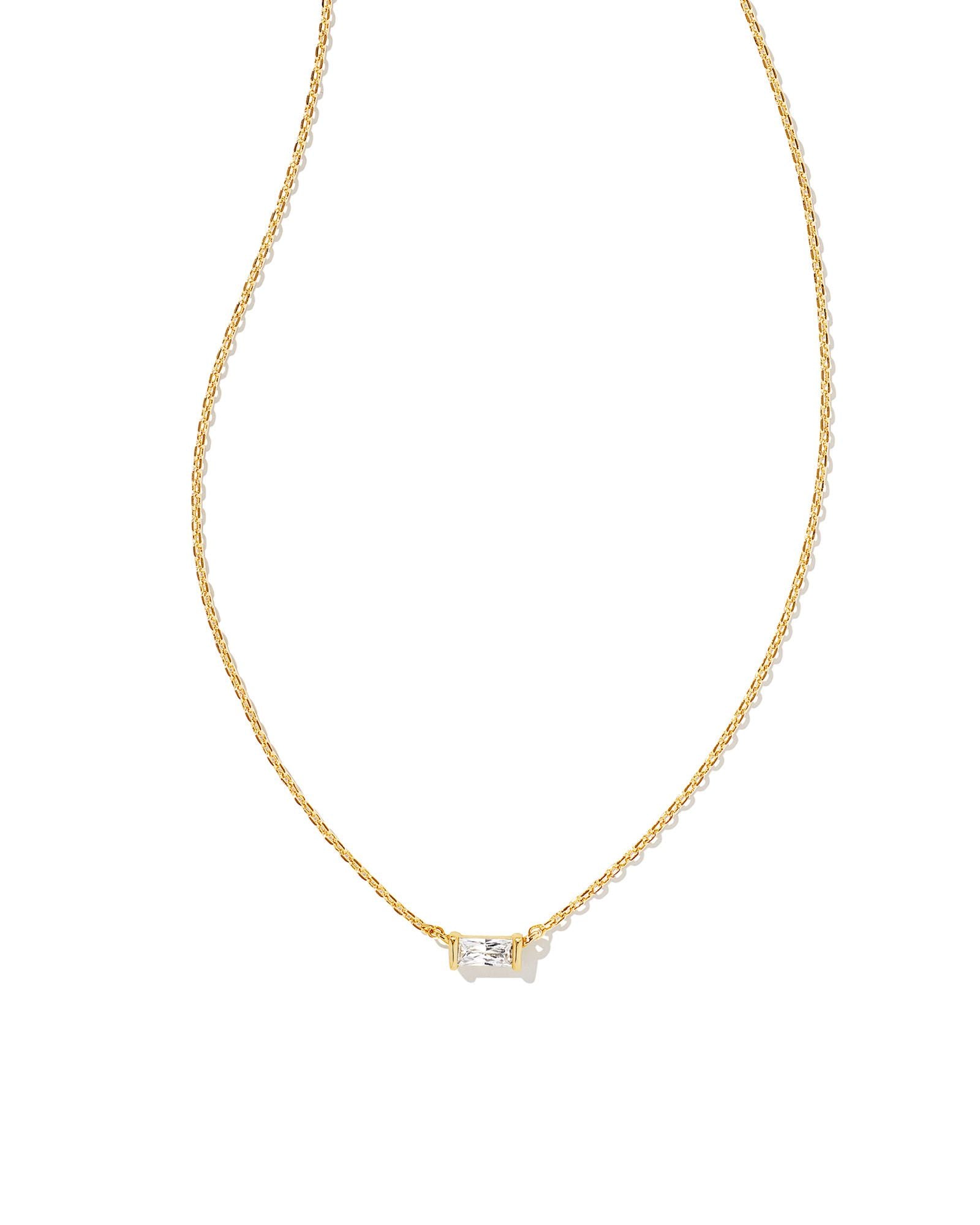 Juliette Pendant Necklace in Gold White Crystal