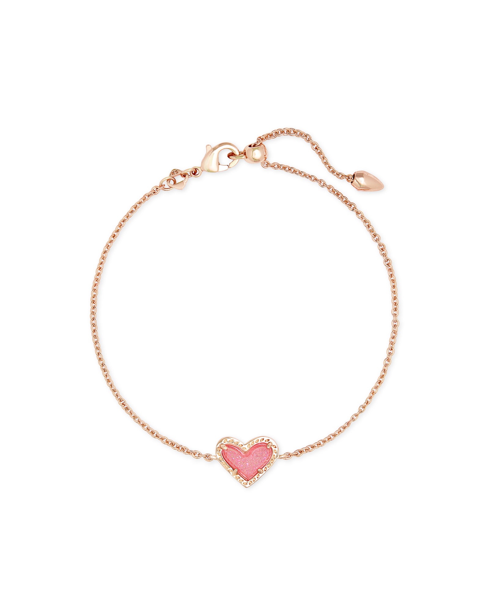 Ari Heart Bracelet in RoseGold Pink Drusy