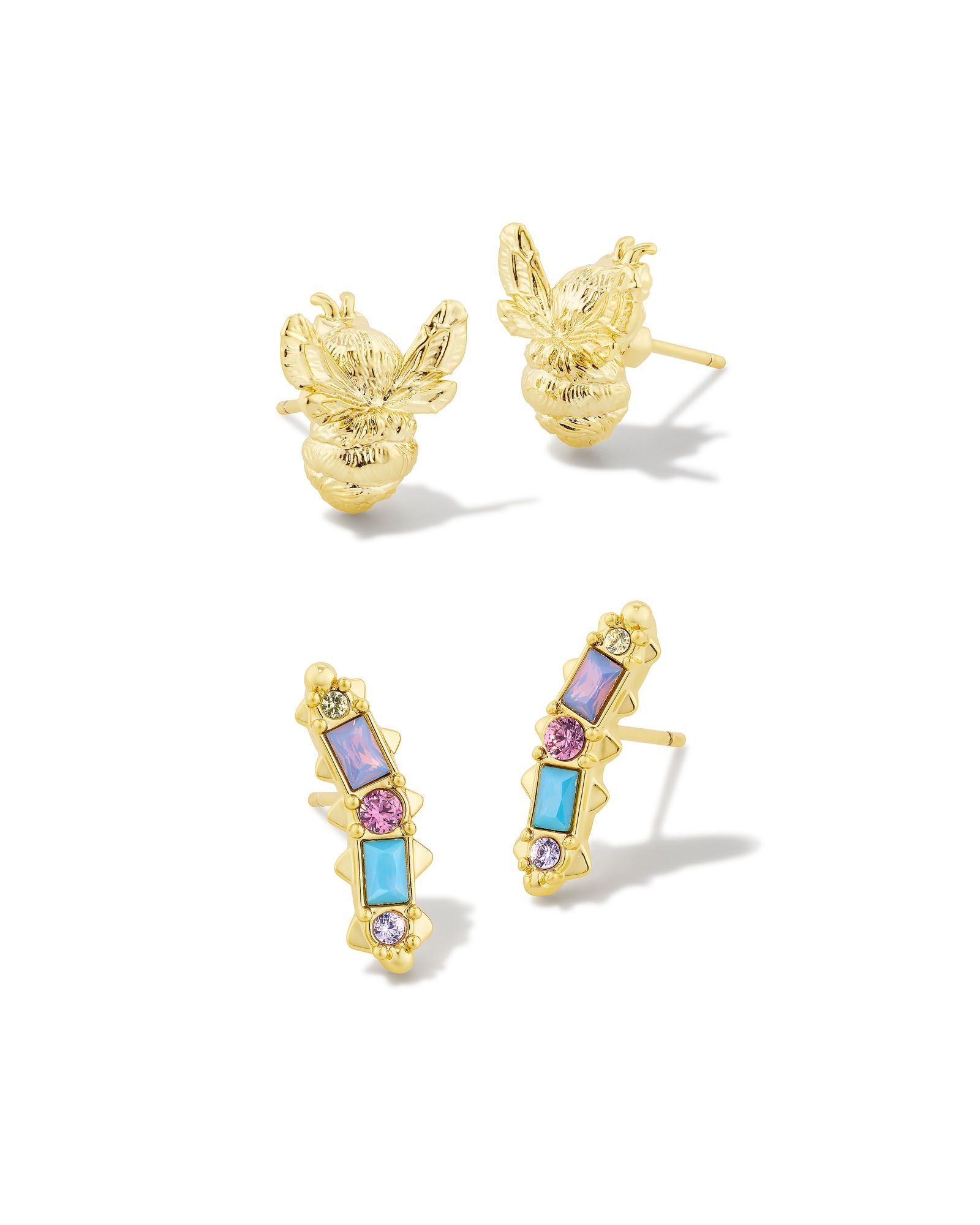 Devin Stud Earring Set in Gold Crystal Pastel Mix