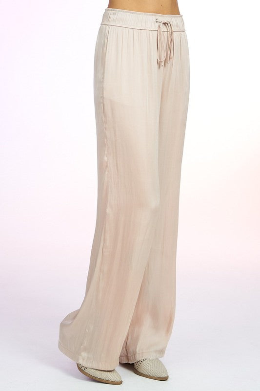 Solid Wide Leg Pants in Taupe