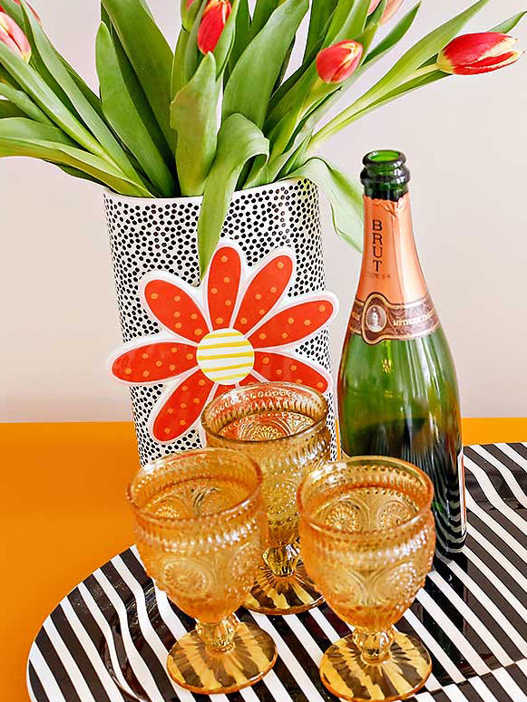 Black Small Dot Large Oval Vase