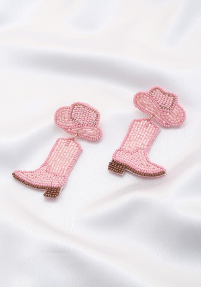 Cowboy Boot and Hat Earring in Pink