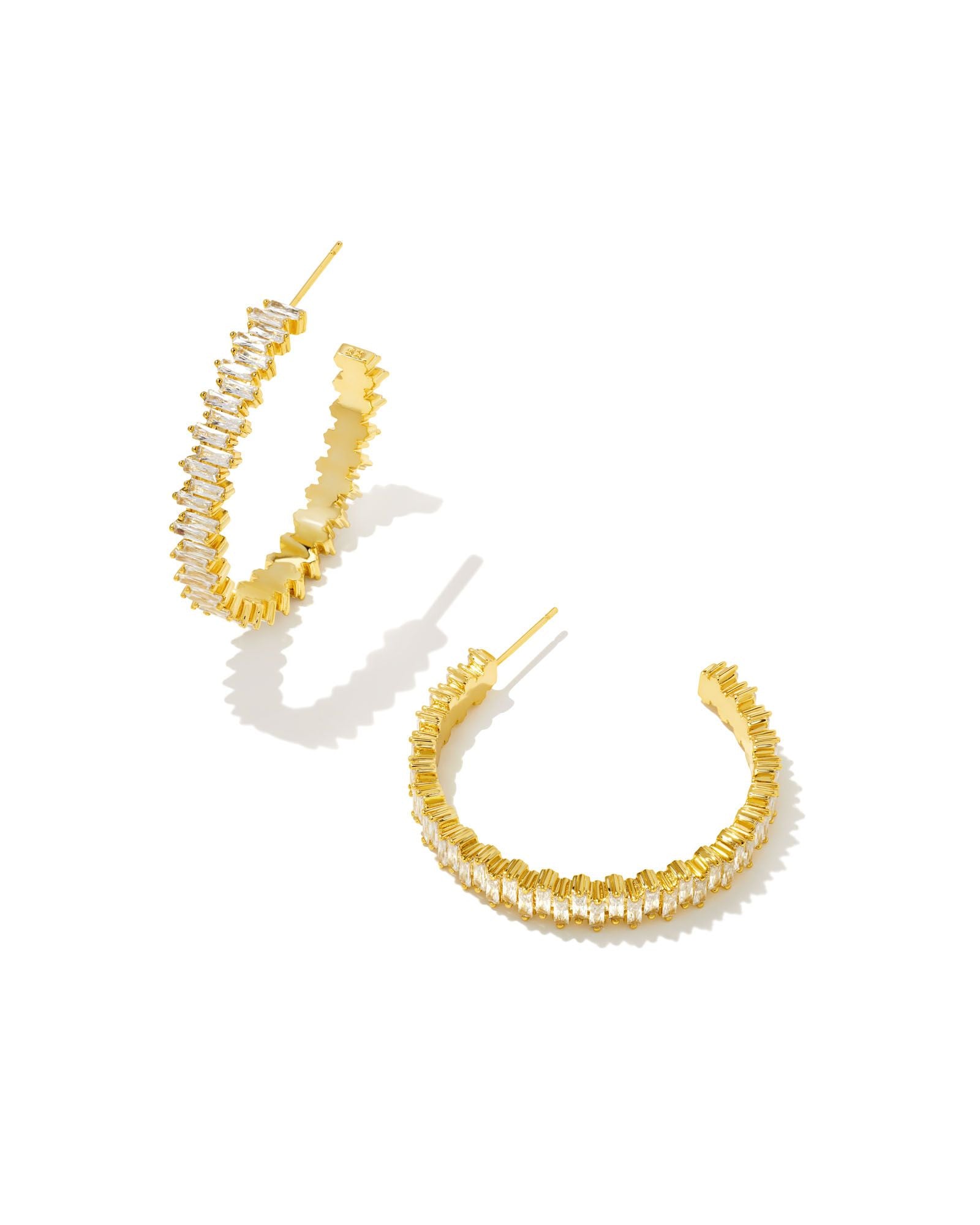 Juliette Hoop Earrings in Gold White Crystal