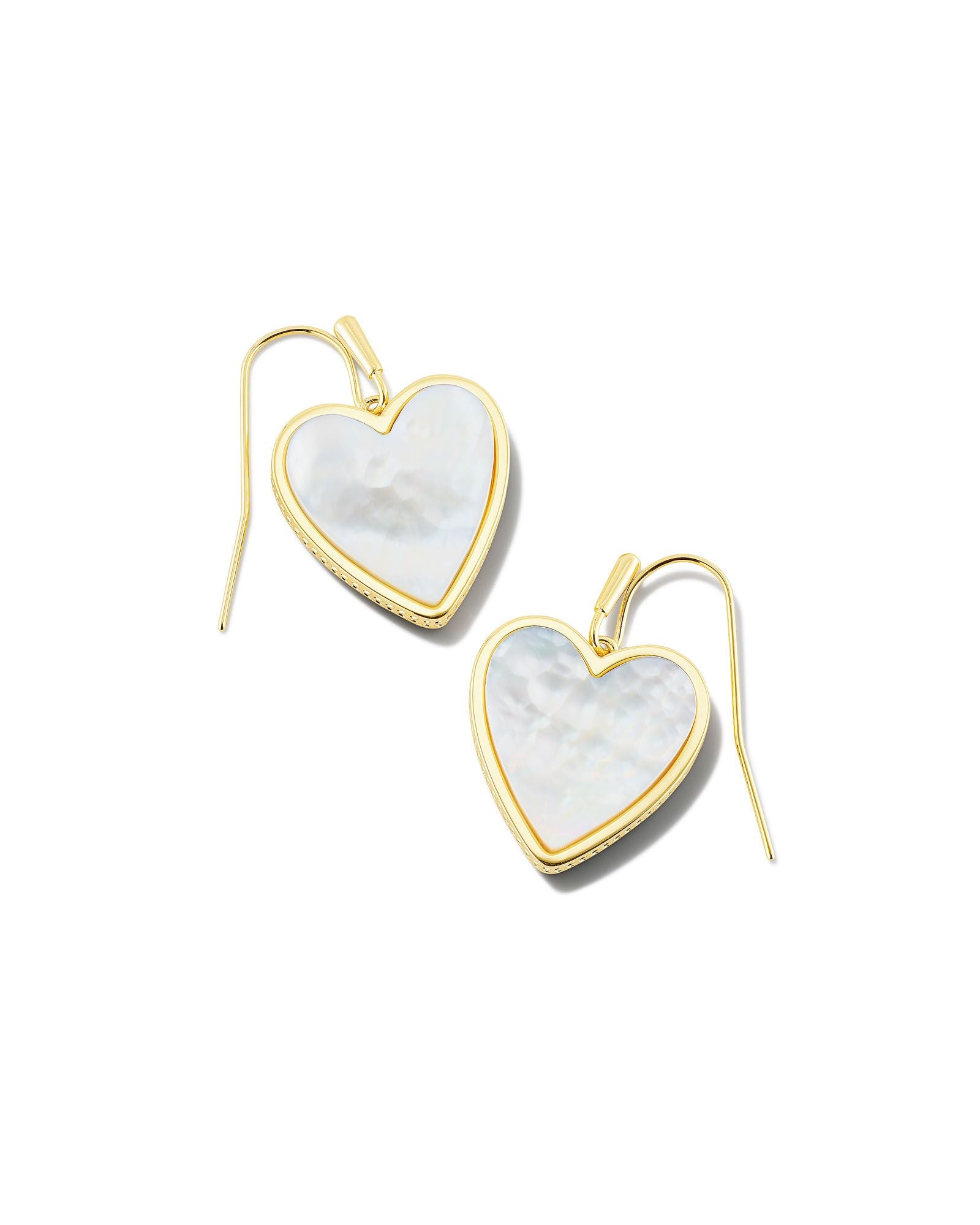 Heart Drop Earring in Gold Ivory Mother of Pearl