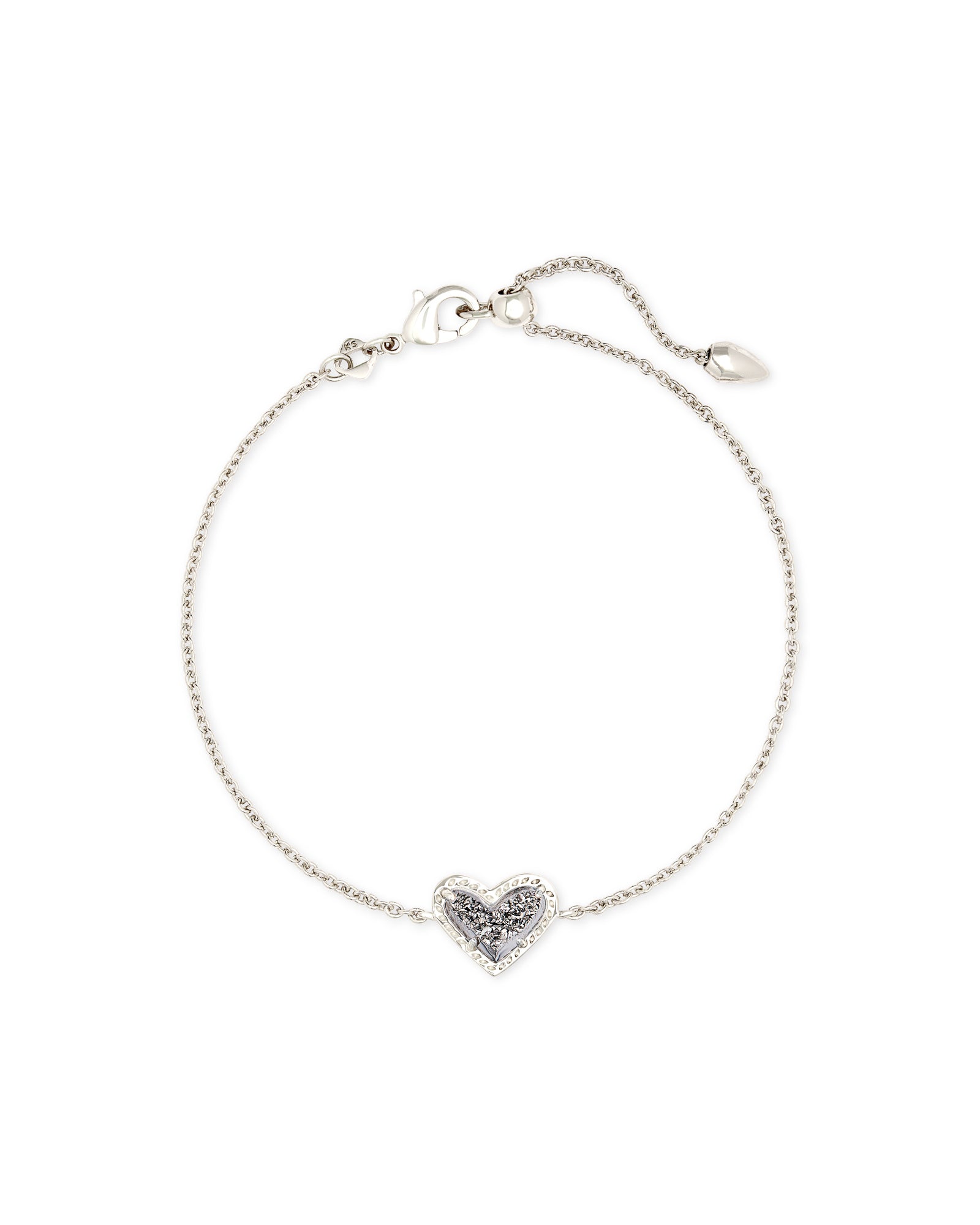 Ari Heart Bracelet in Rhodium Platinum Drusy
