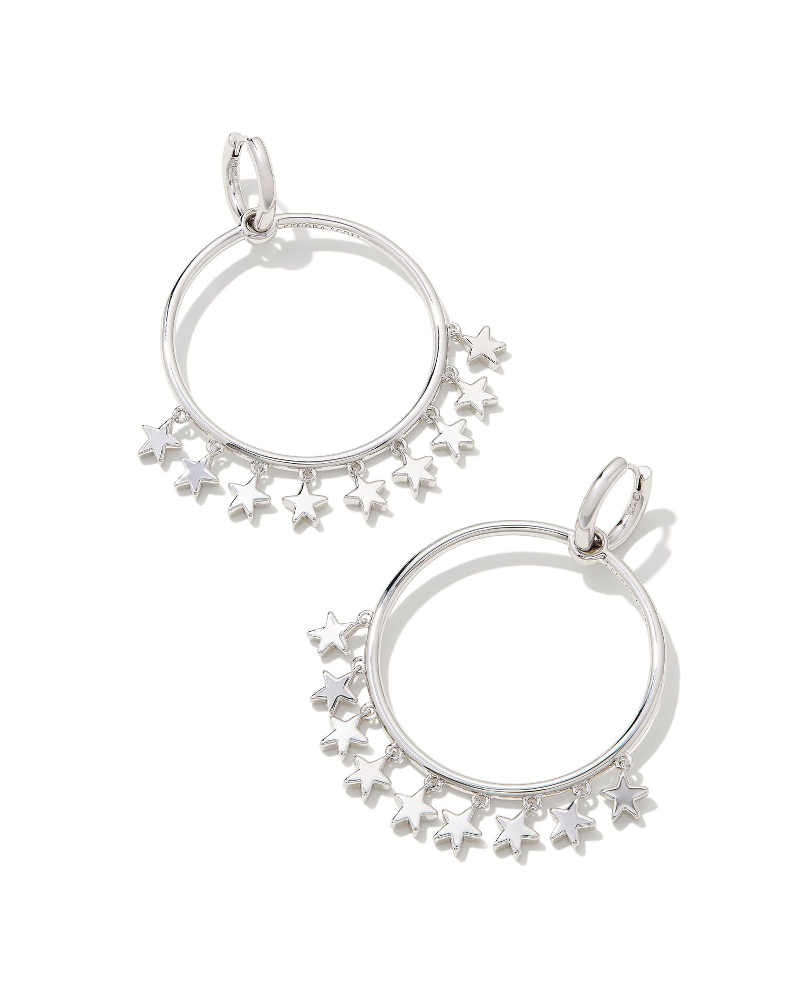 Sloane Star Open Frame Earrings in Rhodium