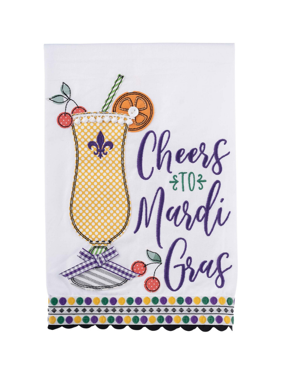 Cheers to Mardi Gras Tea Towel