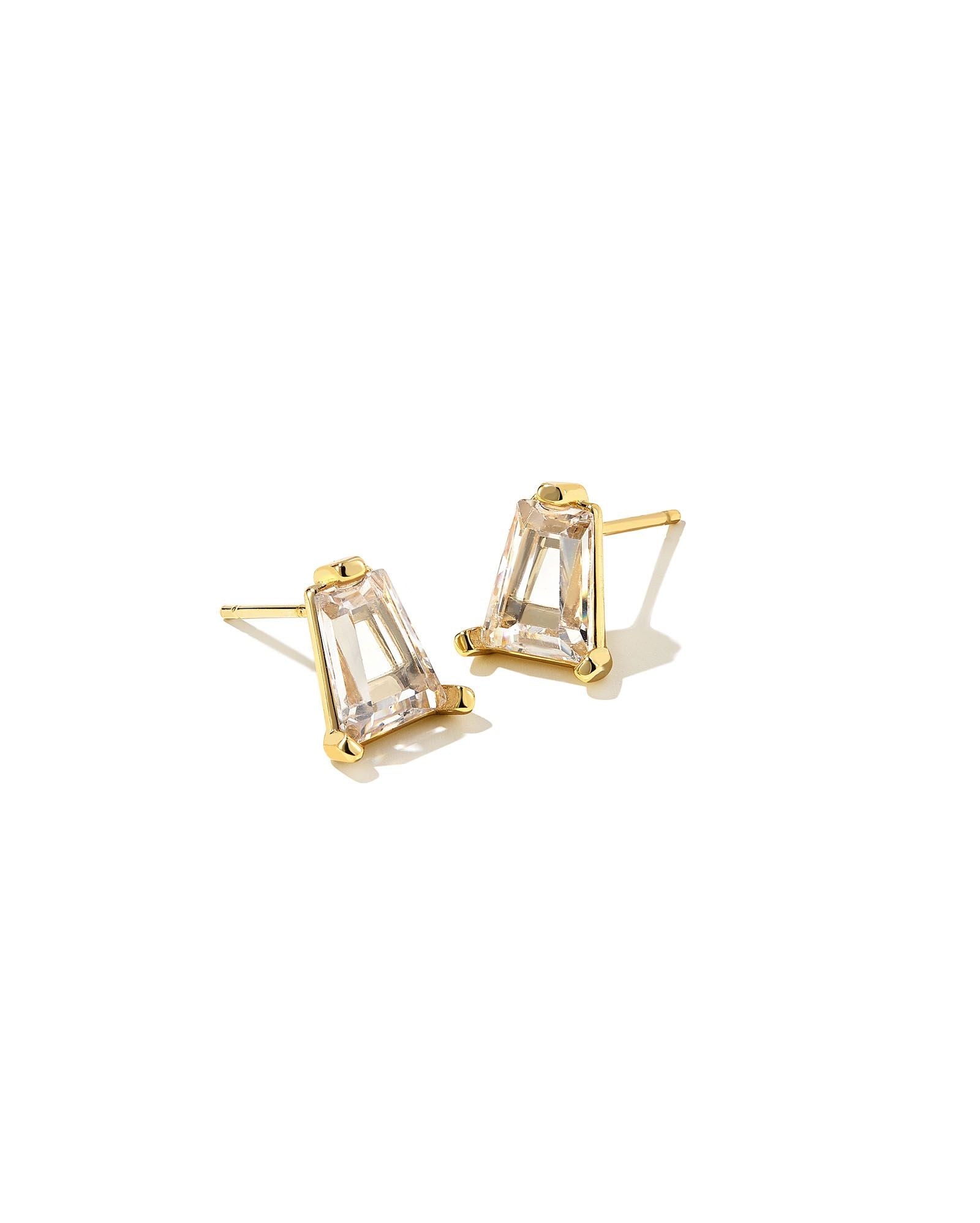 Blair Stud Earrings in Gold White Crystal