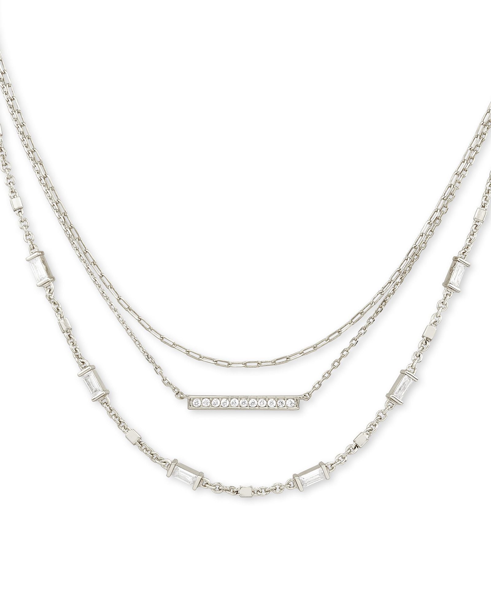 Addison Multi Strand Necklace in Silver