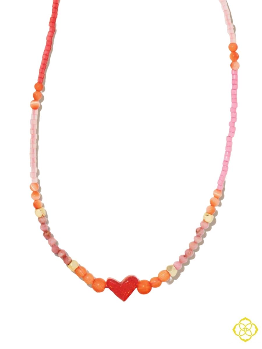 Nova Gold Strand Necklace in Red Mix