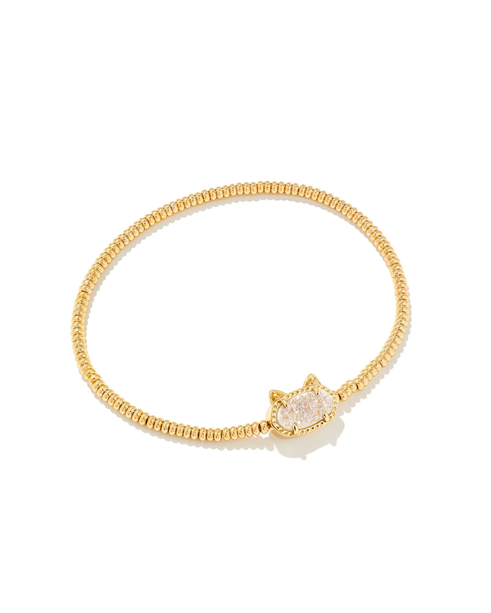 Grayson Cat Stretch Bracelet in Gold Iridescent Drusy