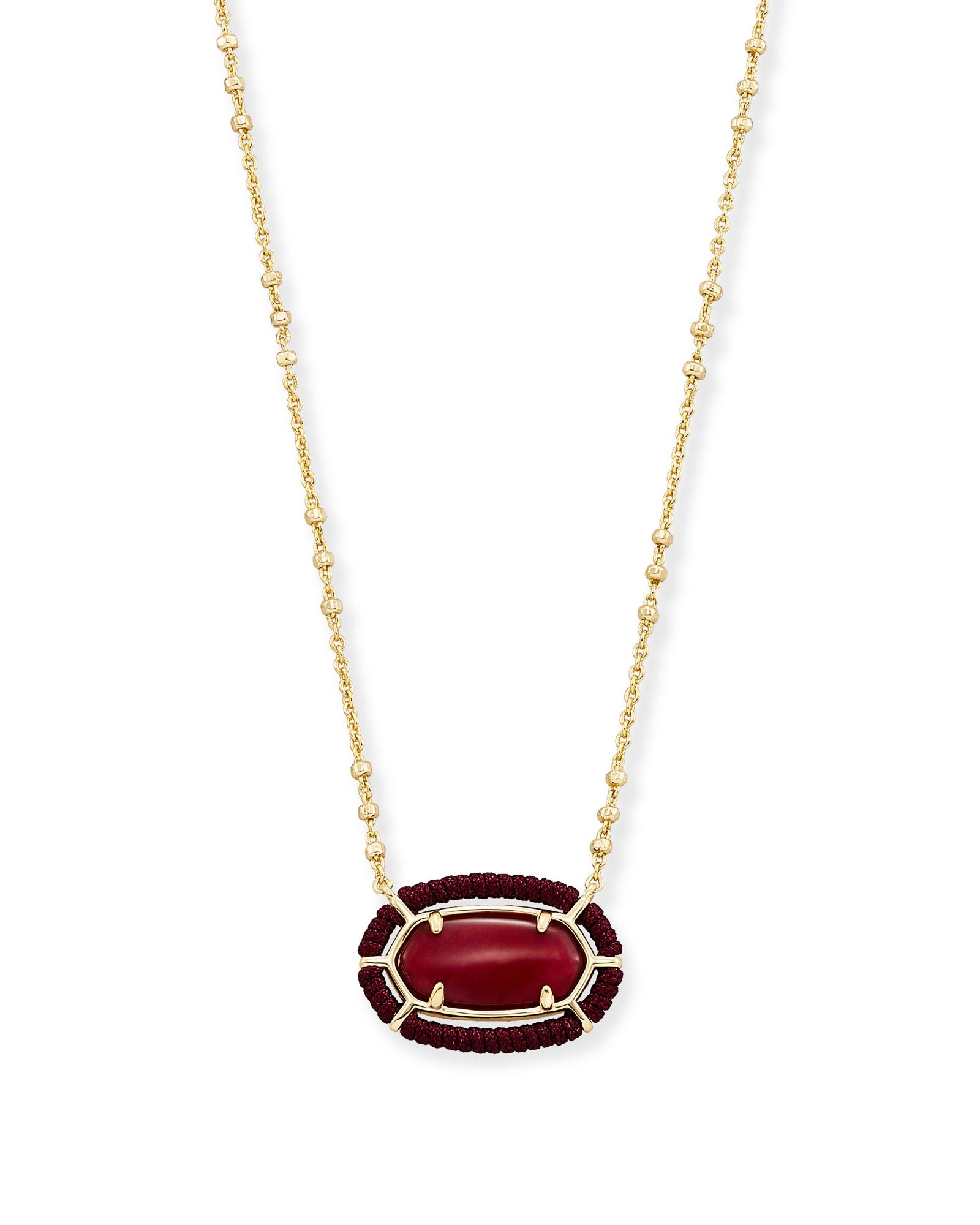 Threaded Elisa Pendant Necklace in Gold Burgundy Illusion