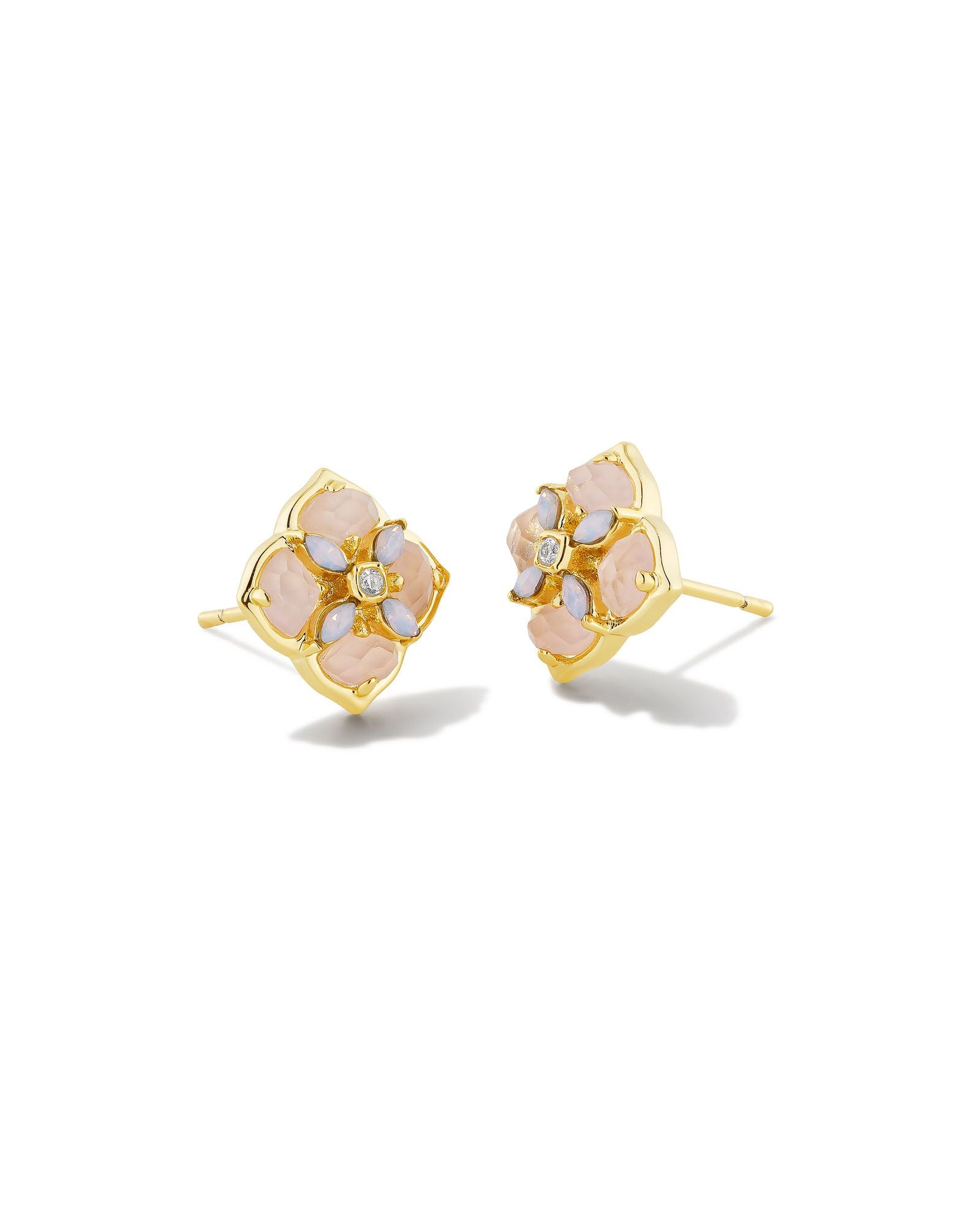 Dira Stone Stud Earring in Gold Pink Mix