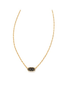 Grayson Crystal Pendant Necklace in Gold Black Spinel