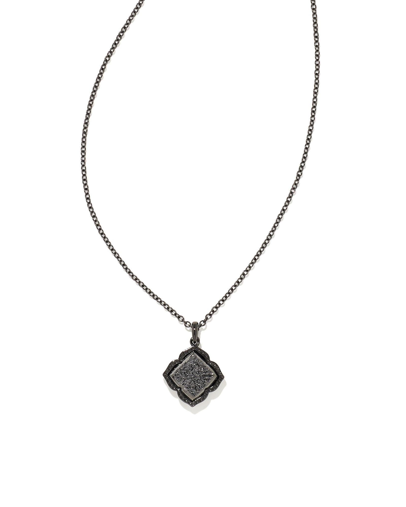 Mallory Pendant Necklace in Gunmetal Black Drusy