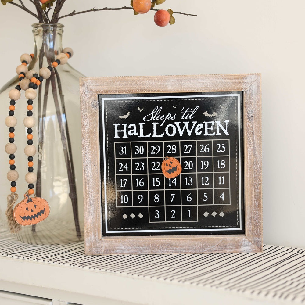 Sleeps until Halloween 14x14x2 wd frmd countdown