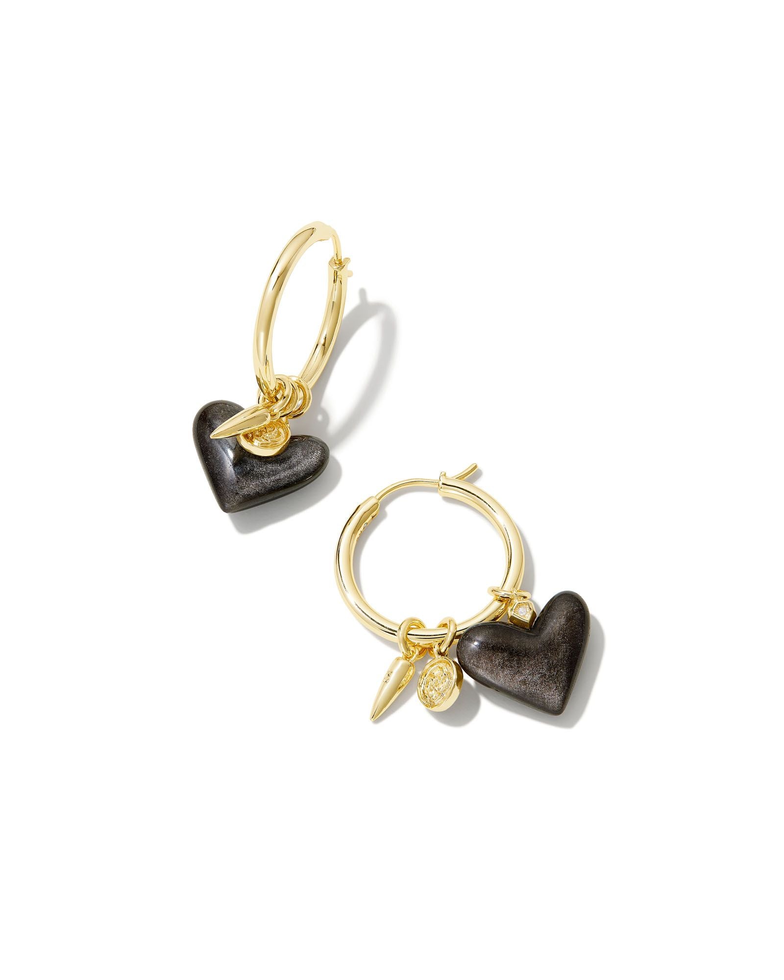 Frankie Charm Hoop Earrings In Gold Silver Obsidian