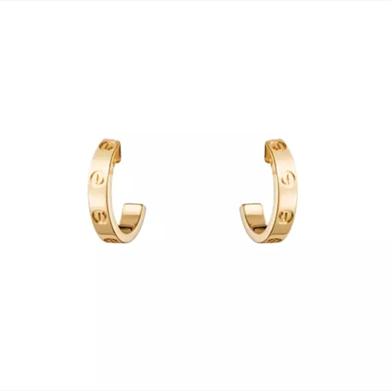Stainless Steel Huggie Love Earrings in Gold