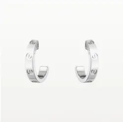 Stainless Steel Huggie Love Earrings in Silver