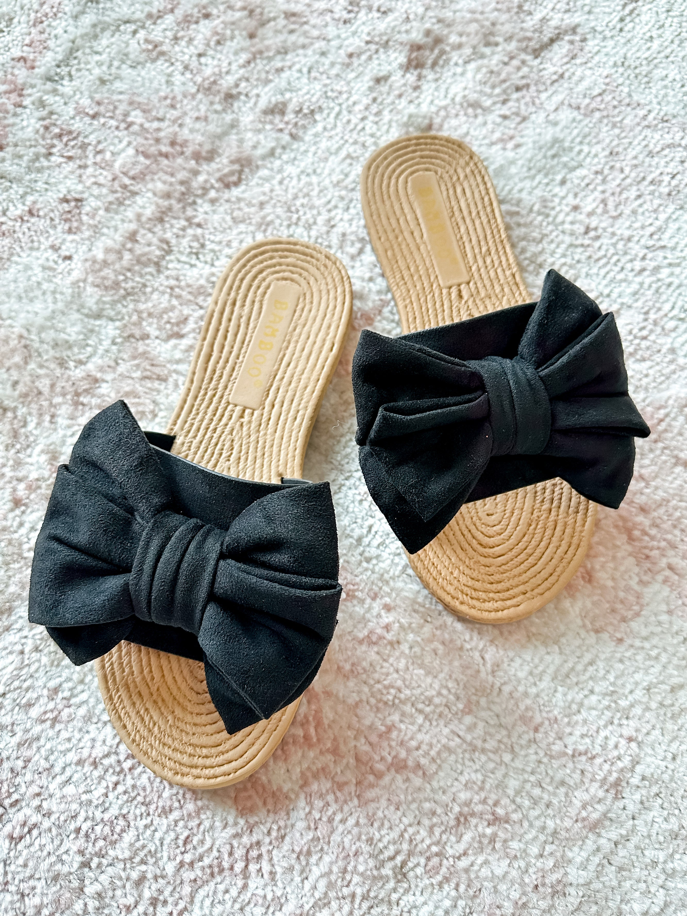 Black Bow Slide Sandals