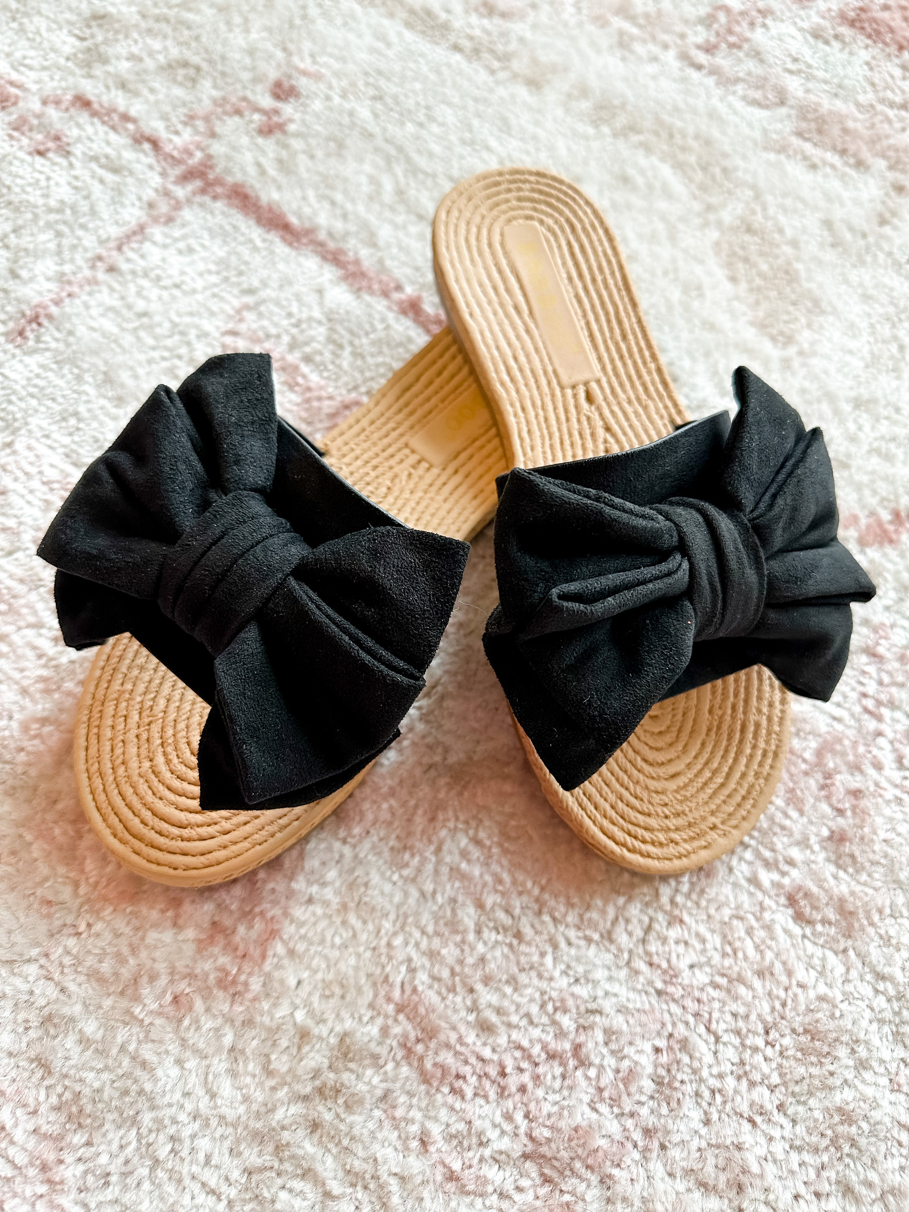 Black Bow Slide Sandals