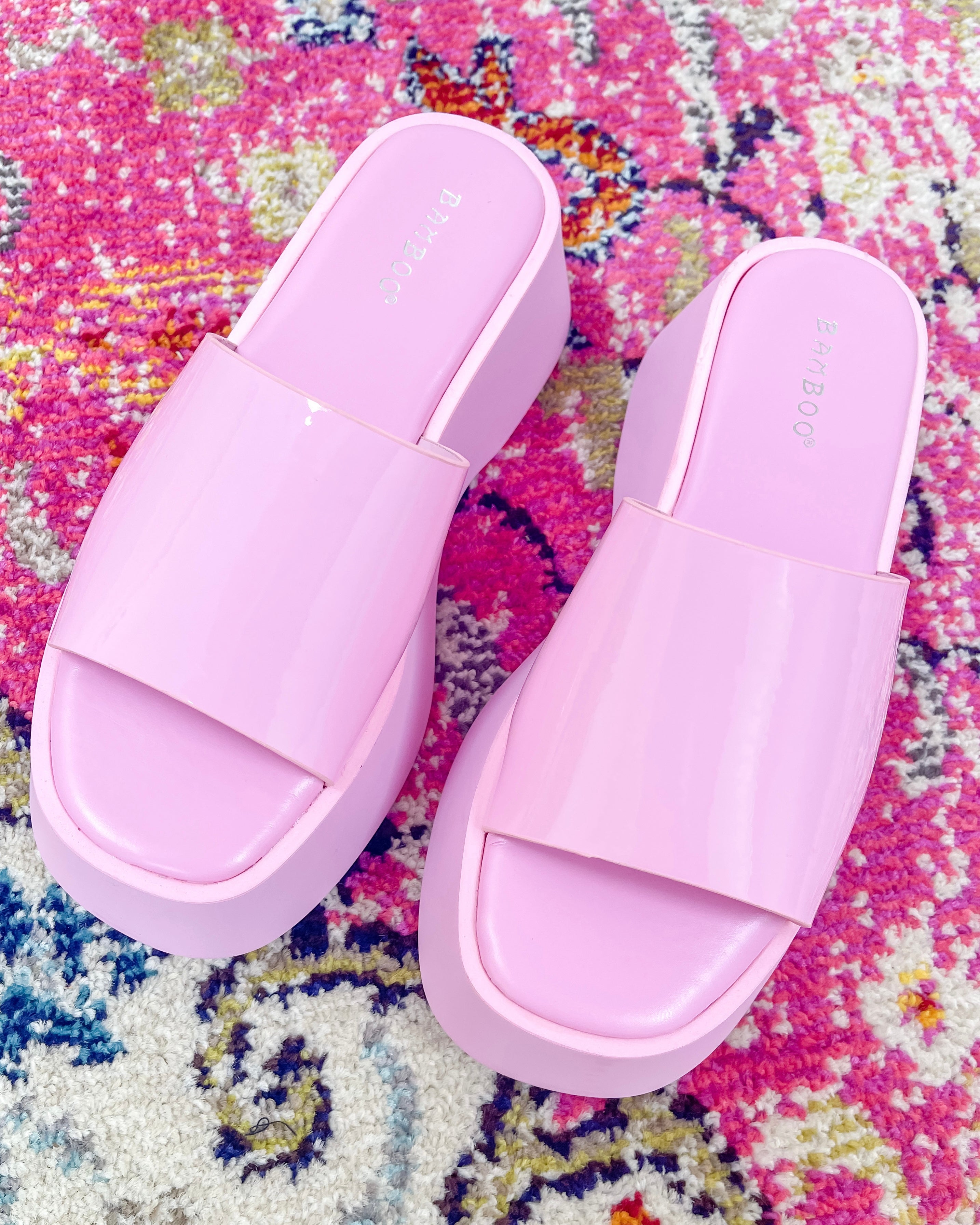 Thick Bottom Wide Band Slip on Pink Sandals