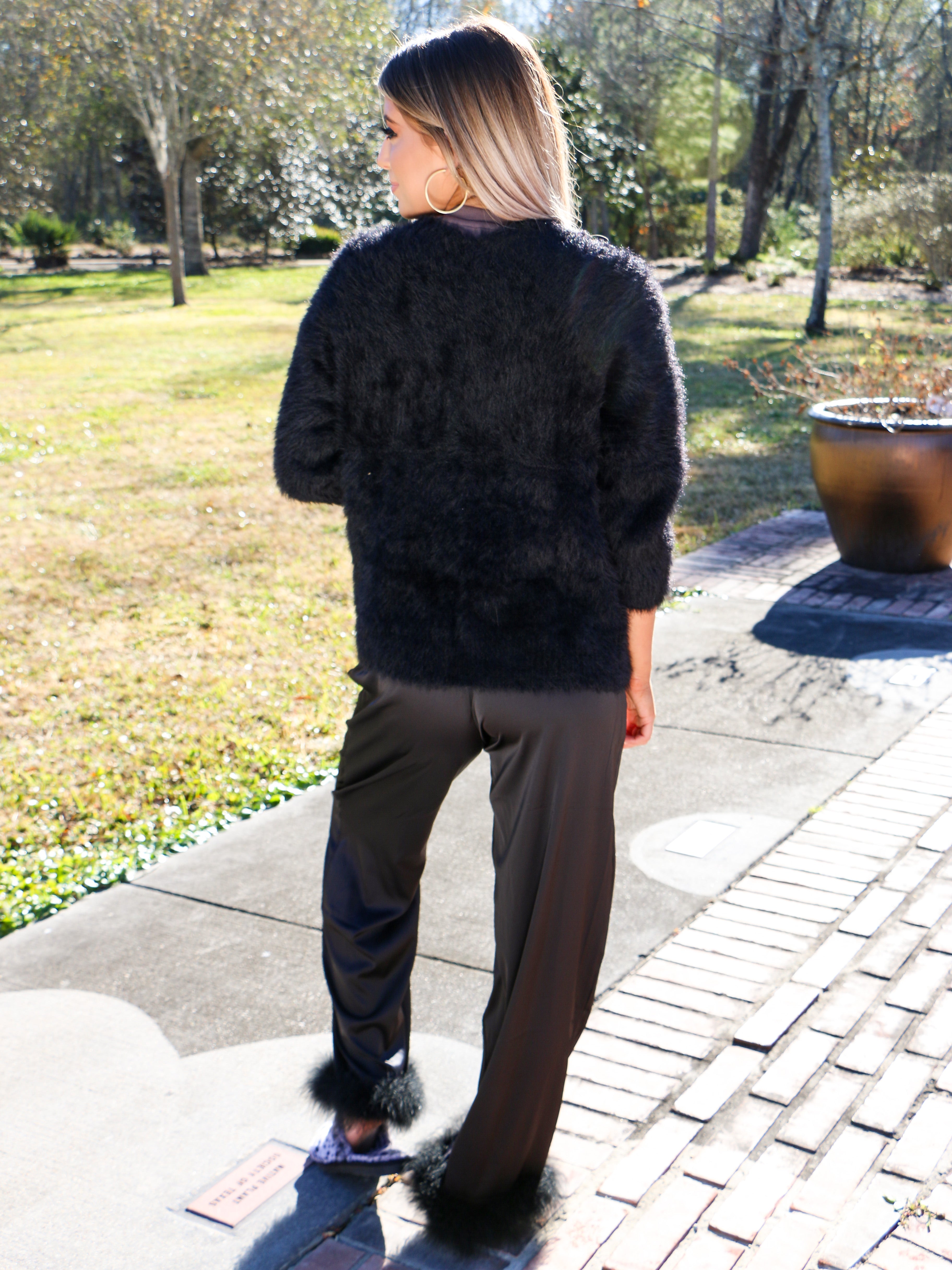 Classic And Cozy Black Knit Cardigan