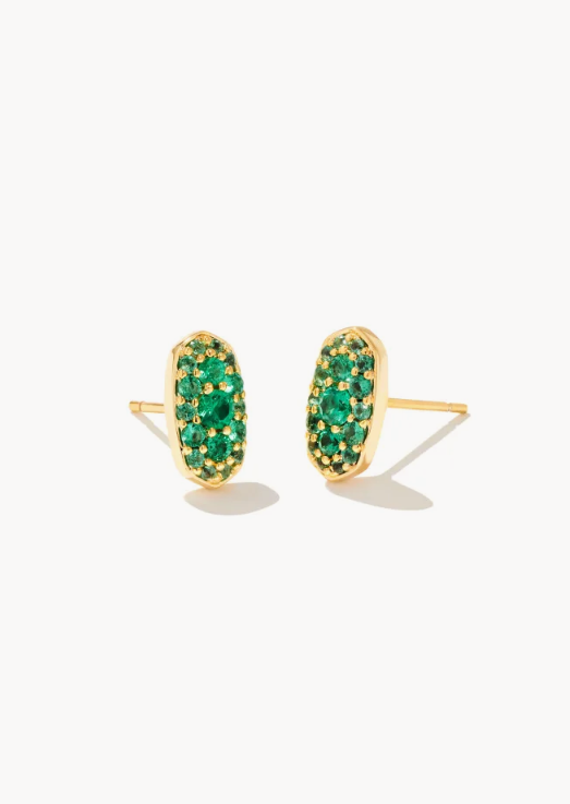 Grayson Stud Earring in Gold Emerald Crystal