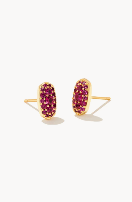 Grayson Stud Earring in Gold Ruby Crystal