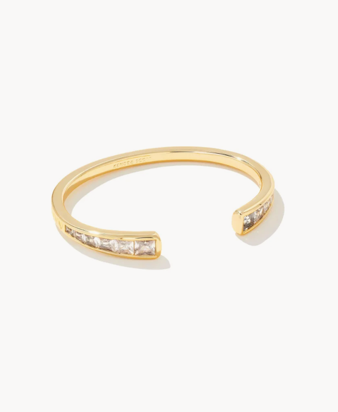 Parker Cuff Bracelet in Gold White Crystal