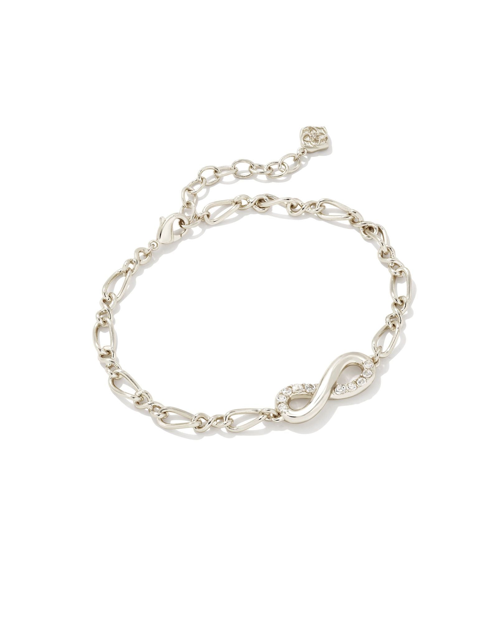 Annie Infinity Chain Bracelet in Rhodium White Crystal
