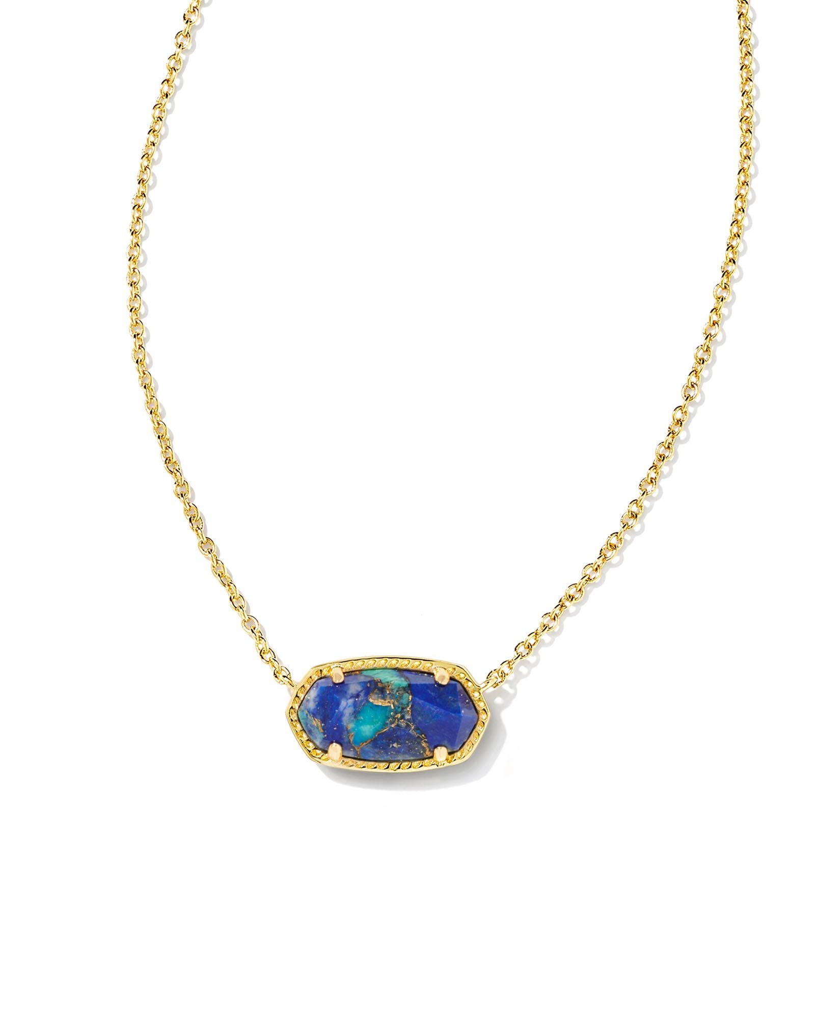 Elisa Necklace in Gold Bronze Veined Lapis Turquoise