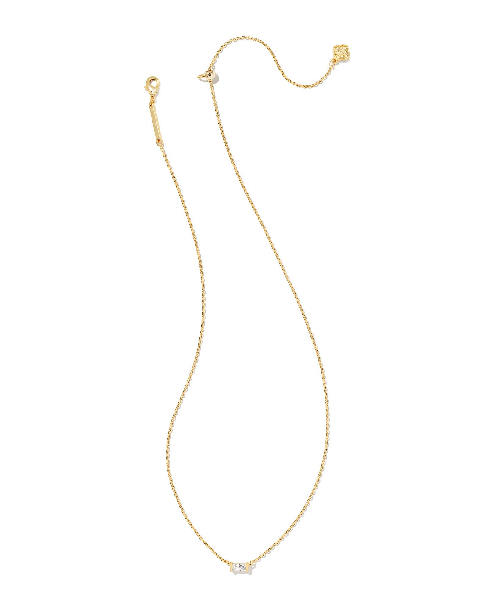 Juliette Pendant Necklace in Gold White Crystal