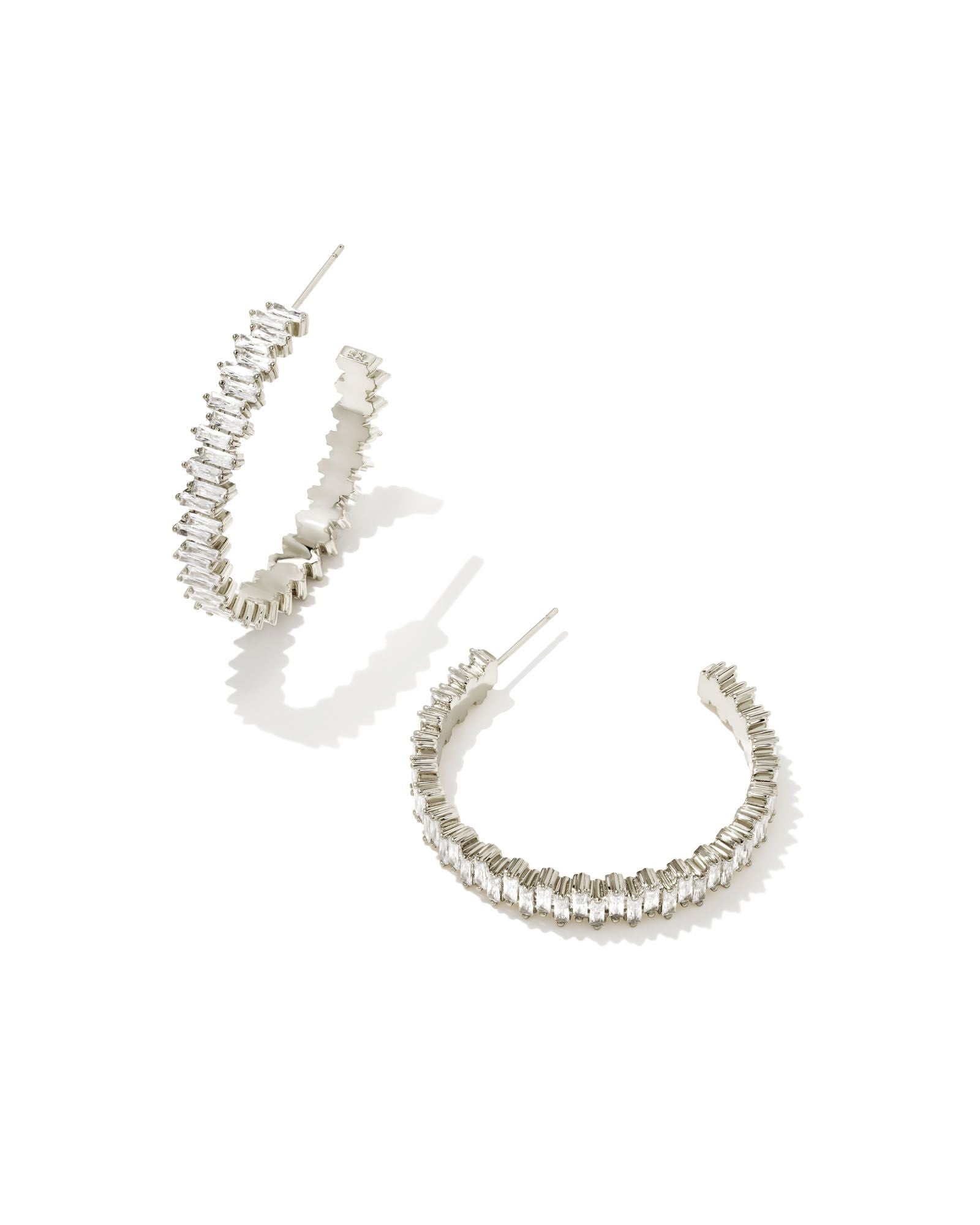 Juliette Hoop Earrings in Rhodium White Crystal