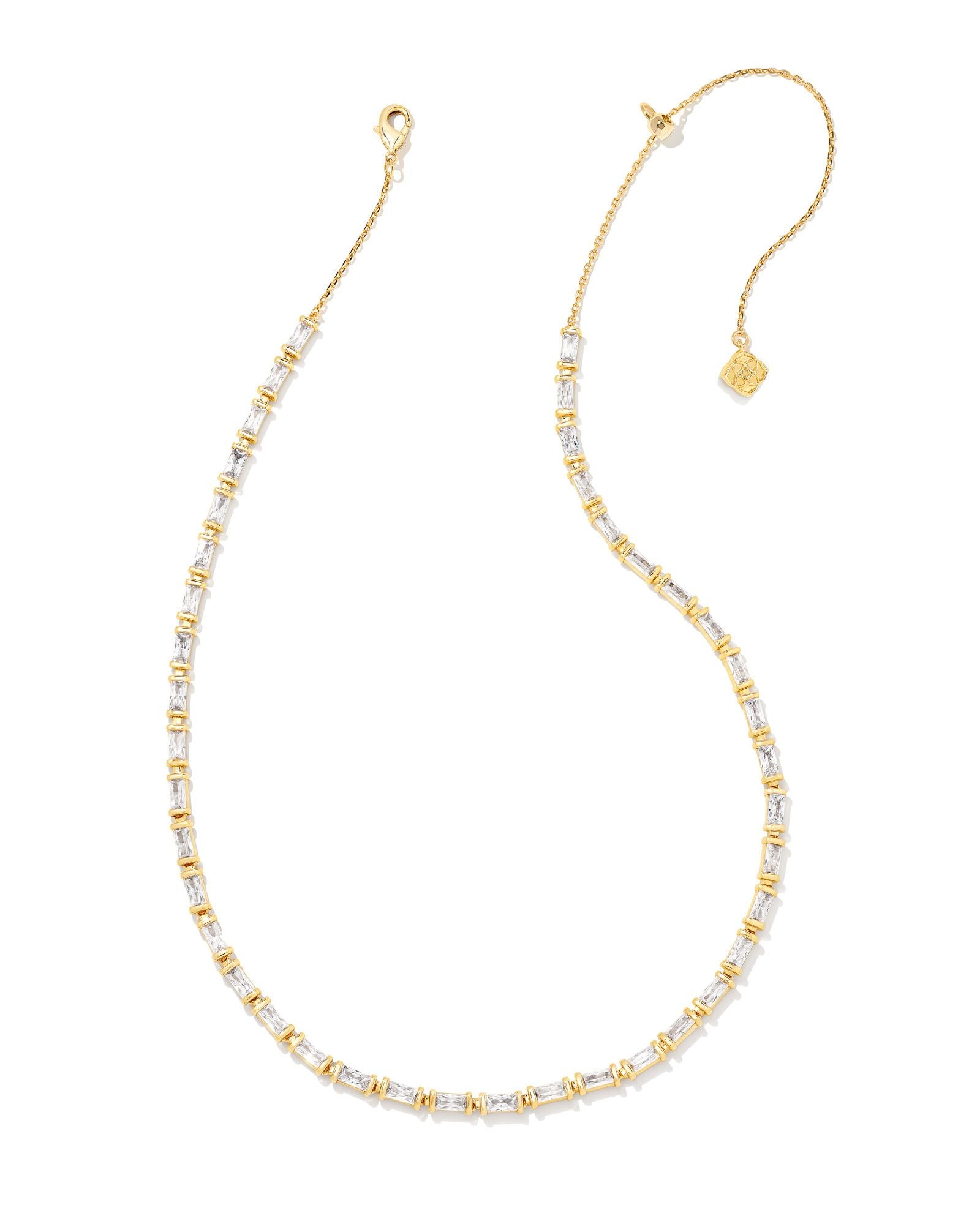 Juliette Strand Necklace in Gold White Crystal