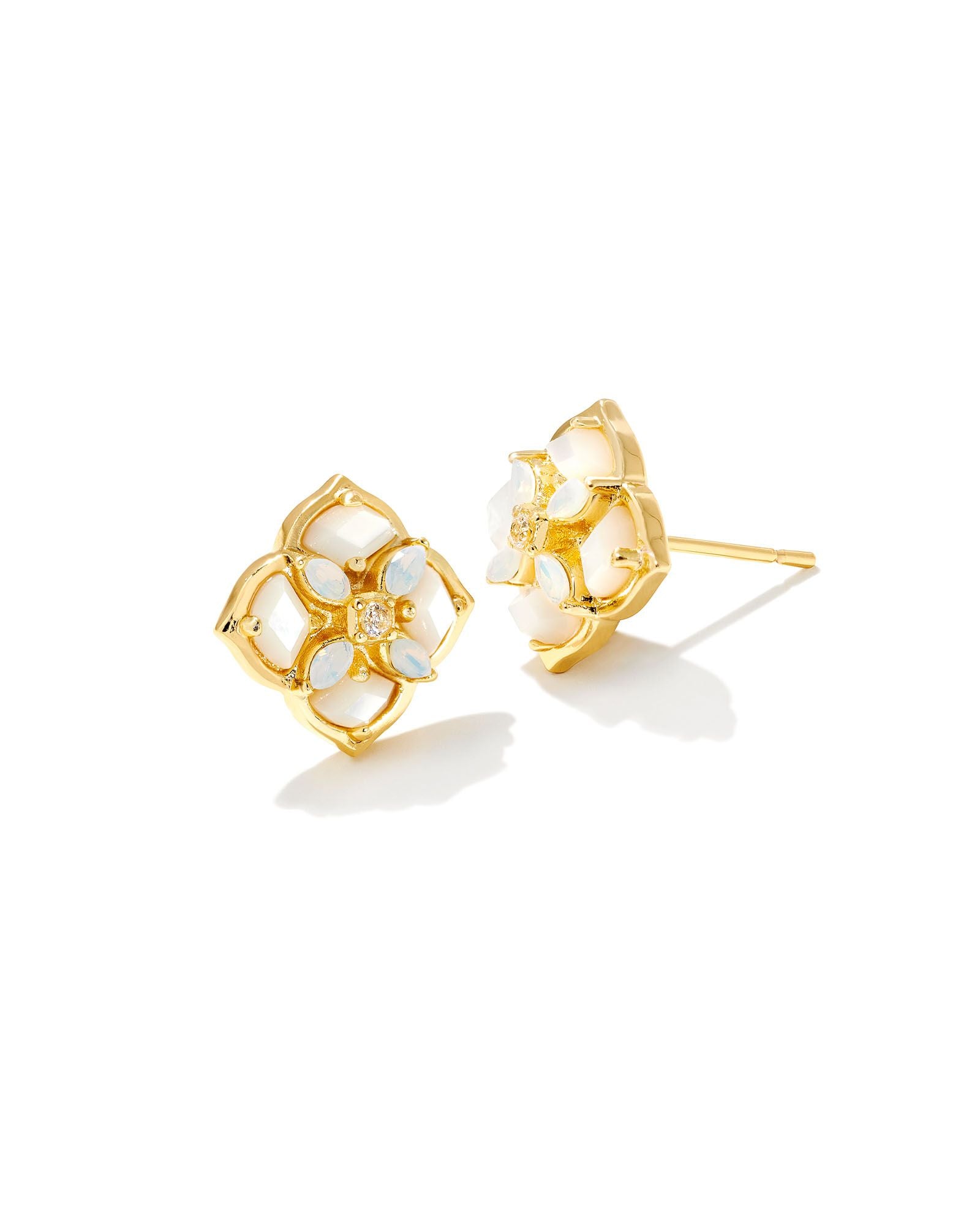 Dira Stone Stud Earring in Gold Ivory Mix
