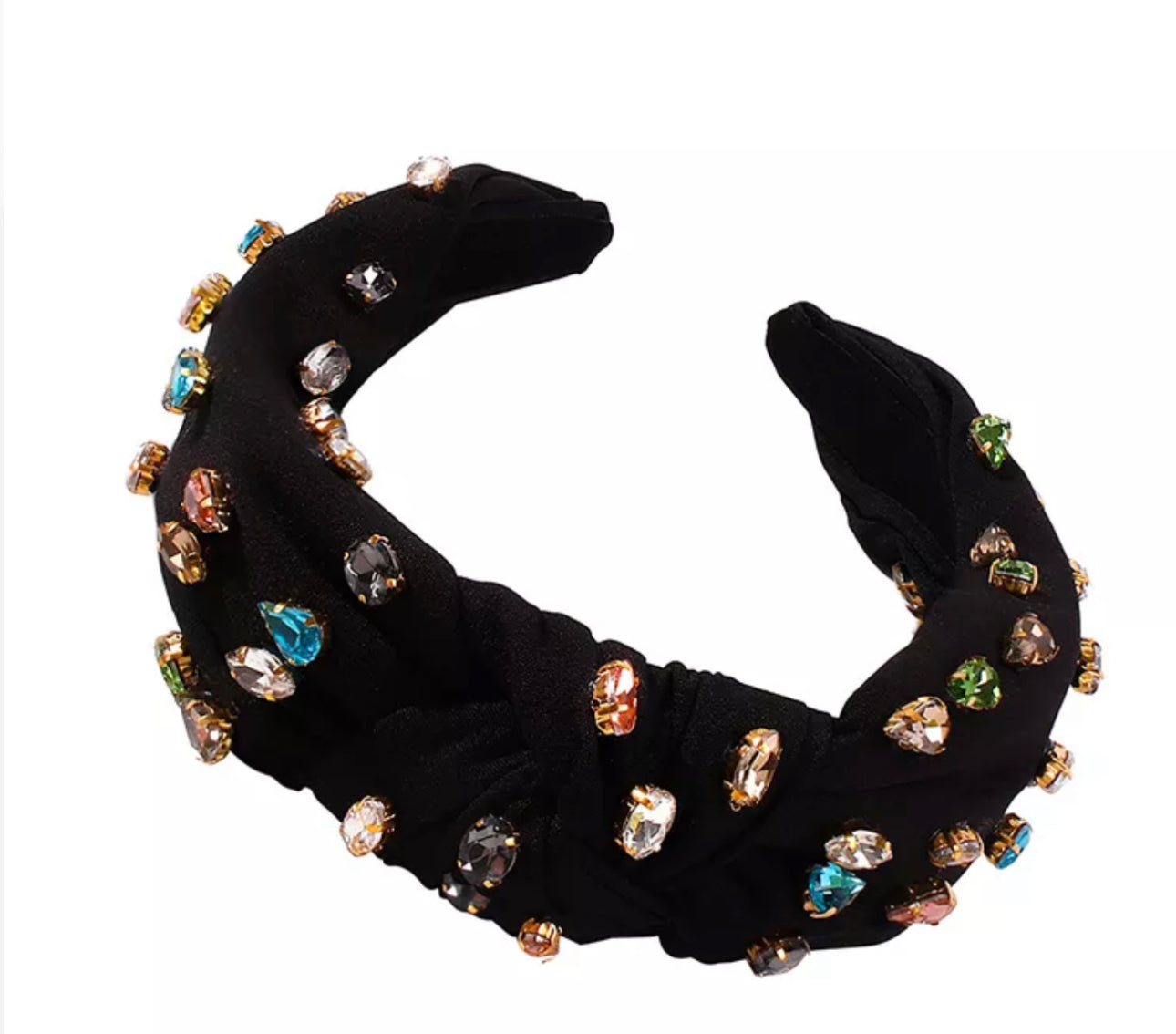 Luxury Knot Rhinestone Headband in Black