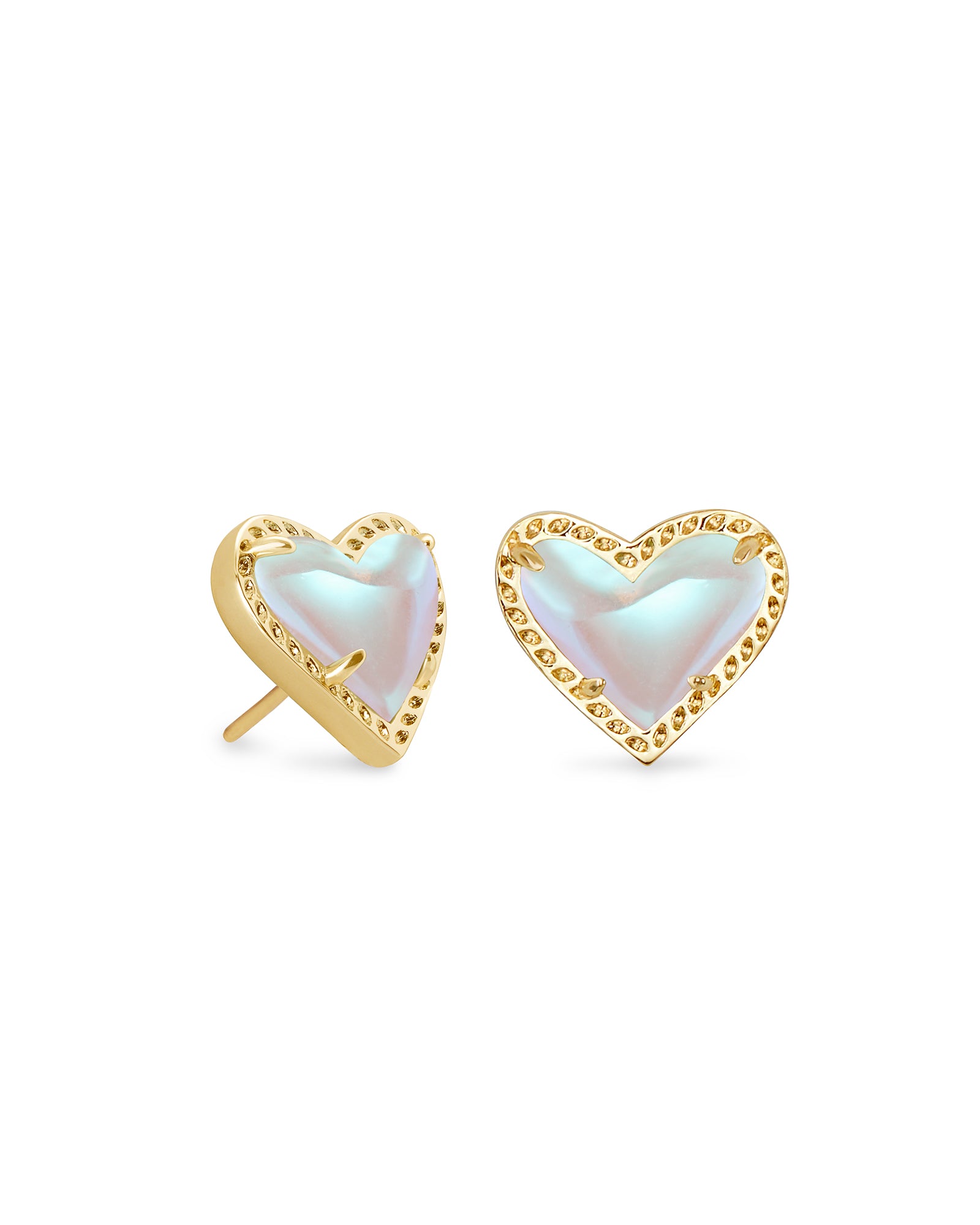 Ari Heart Gold Stud Earring in Dichroic Glass