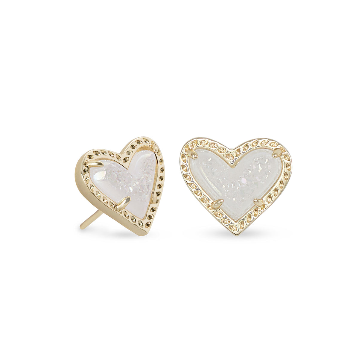Ari Heart Gold Stud Earring in Iridescent Drusy — Gaudie and