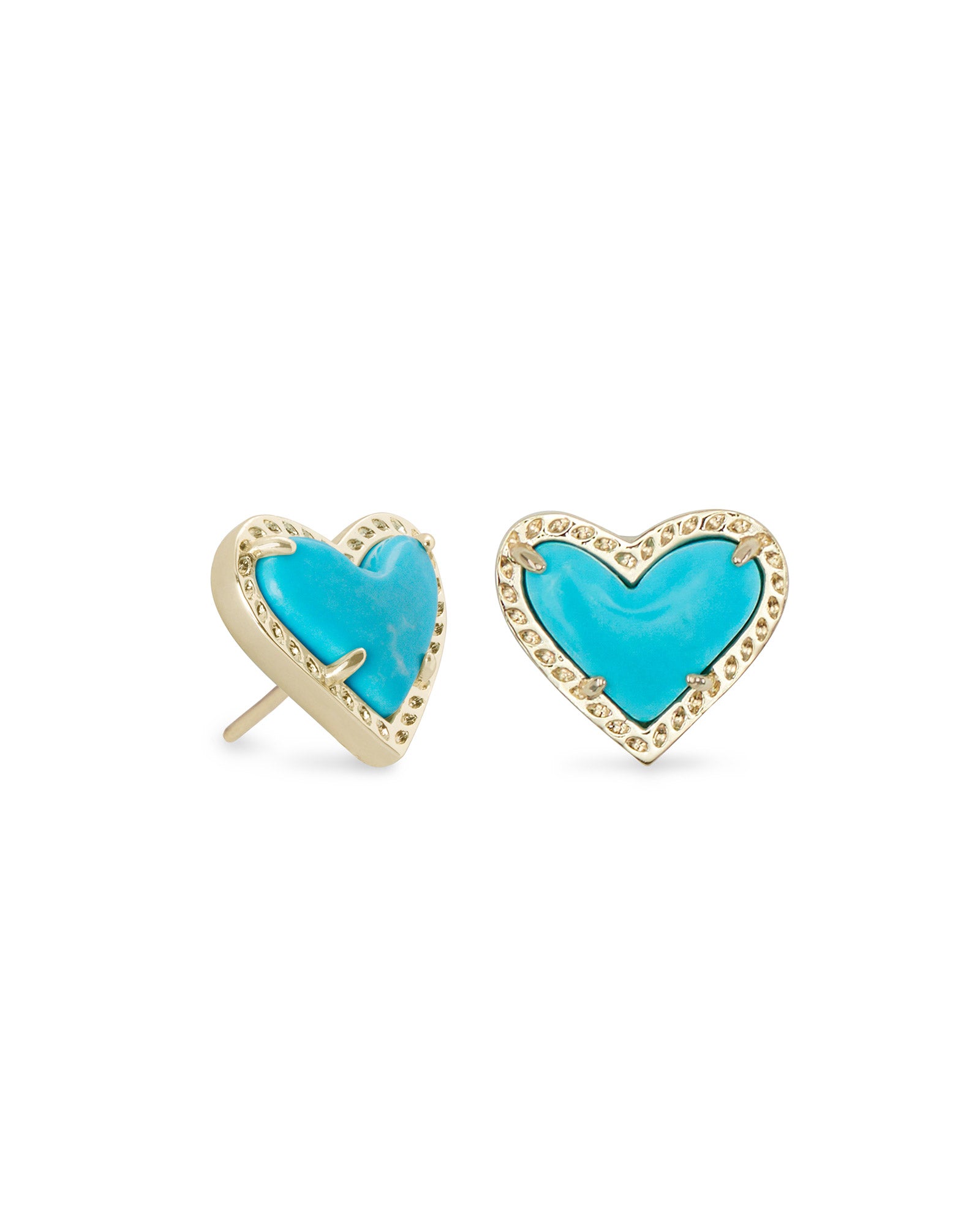 Ari Heart Gold Stud Earring in Turquoise