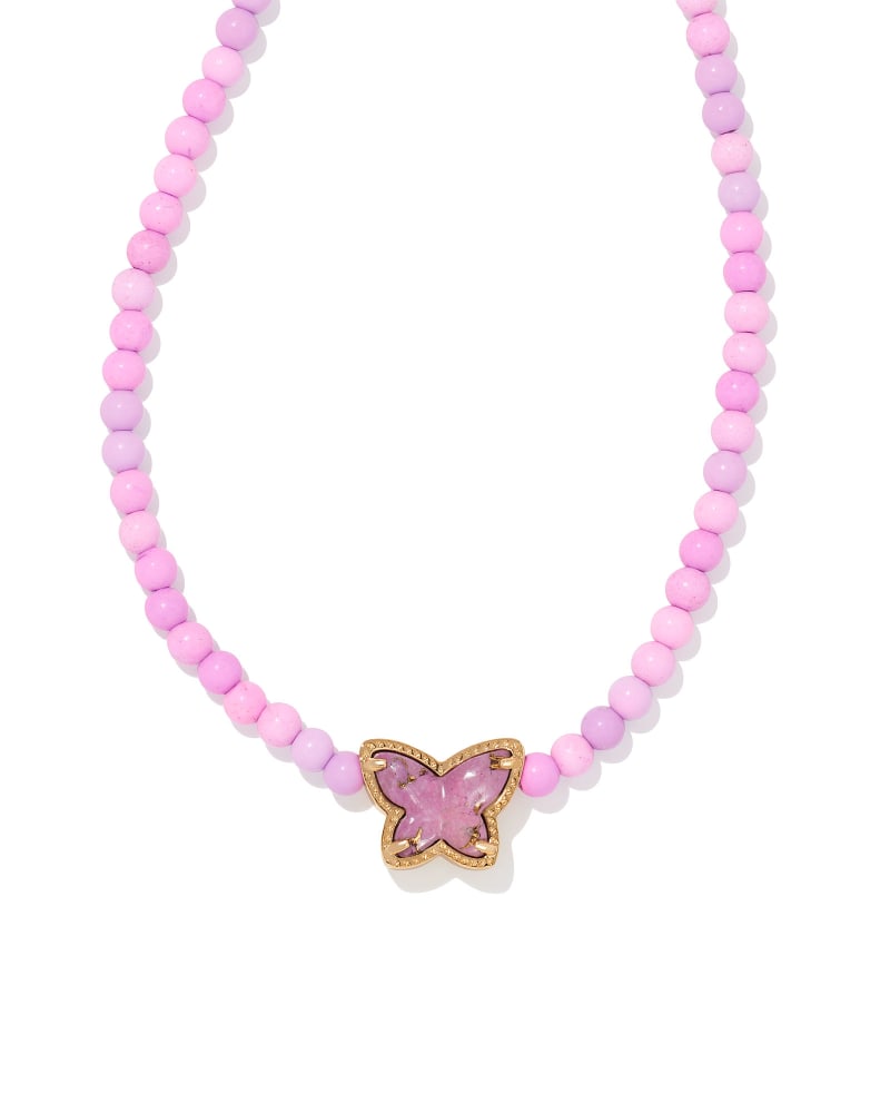 Beaded Lillia Gold Necklace In Lilac Mix