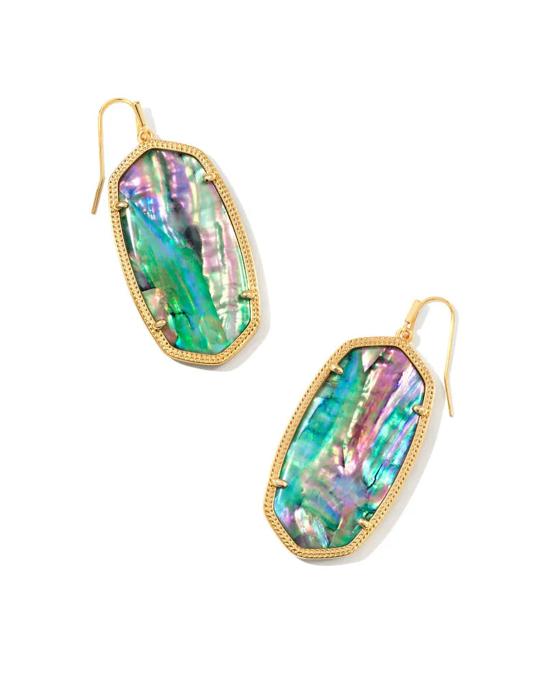 Danielle Gold Statement Earrings in Lilac Abalone