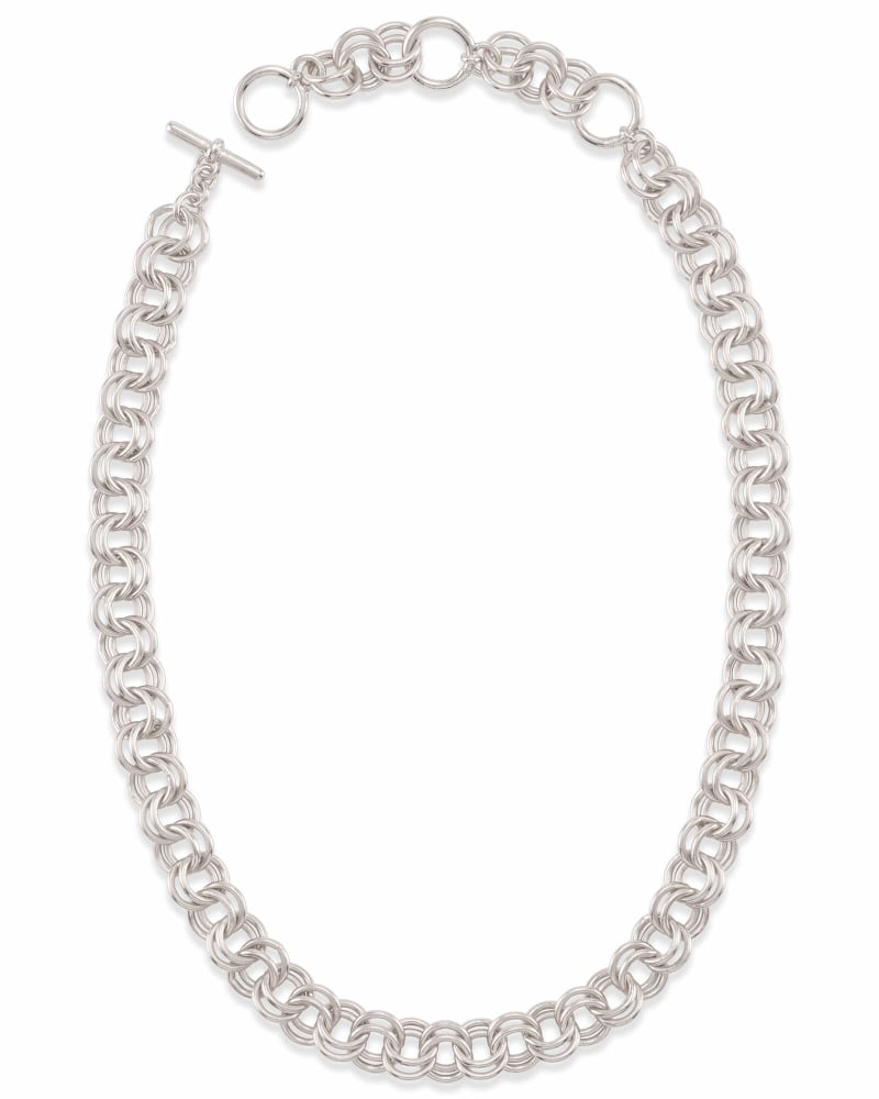 Double Link Chain Necklace in Rhodium