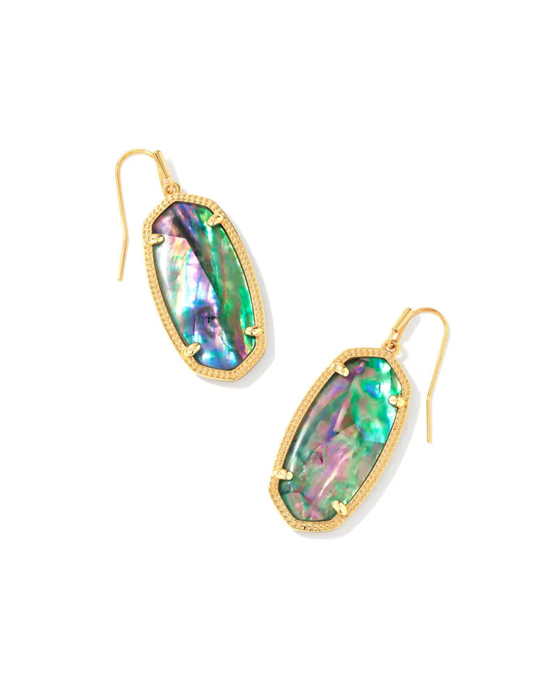 Elle Gold Drop Earrings in Lilac Abalone